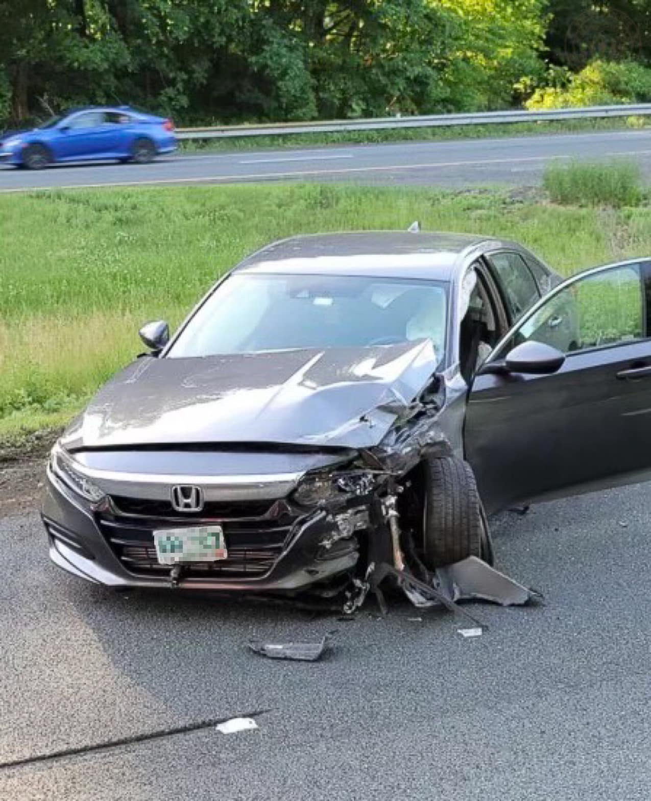 Honda Accord Driver Smashes Into Boston Cop Cruiser Blocking Him From Going The Wrong Way On Interstate