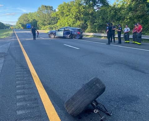 Honda Accord Driver Smashes Into Boston Cop Cruiser Blocking Him From Going The Wrong Way On Interstate