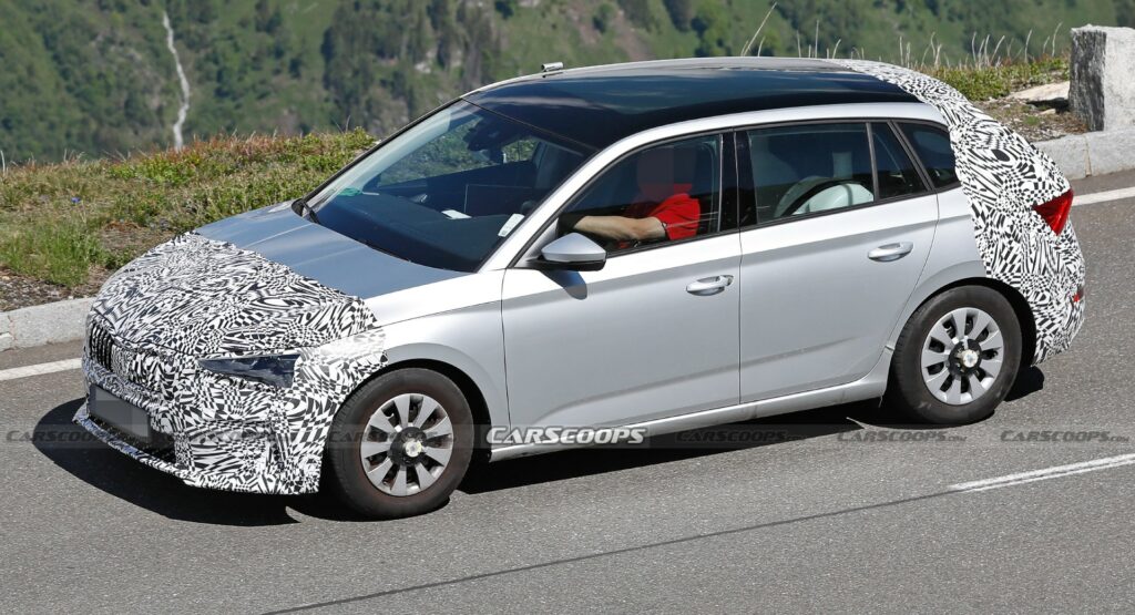  Skoda Scala Facelift Spied Again, Looking Like A Stretched Fabia