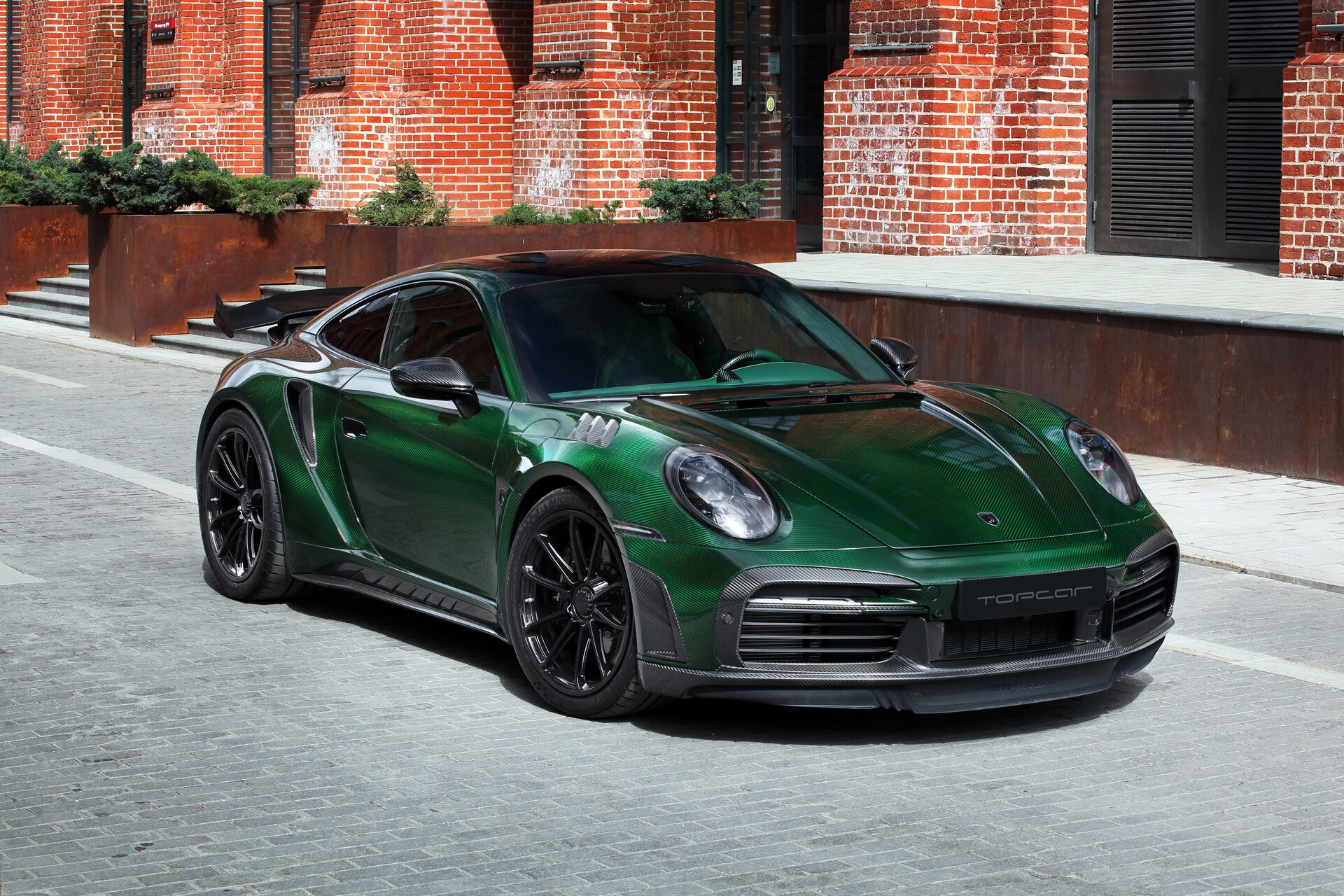 This Porsche 911 Turbo S From TopCar Is Wearing Nothing But Green Carbon Fiber