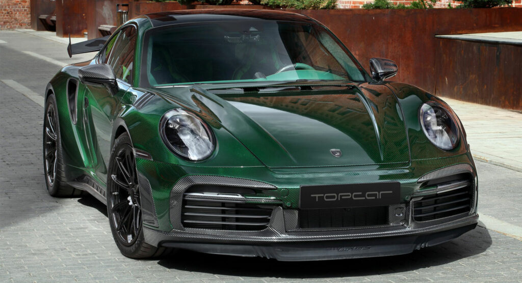  This Porsche 911 Turbo S From TopCar Is Wearing Nothing But Green Carbon Fiber