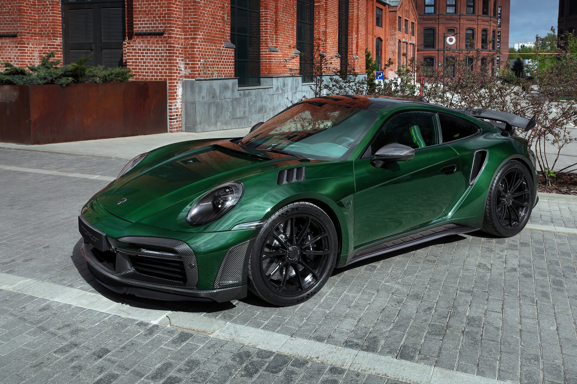 This Porsche 911 Turbo S From TopCar Is Wearing Nothing But Green Carbon Fiber