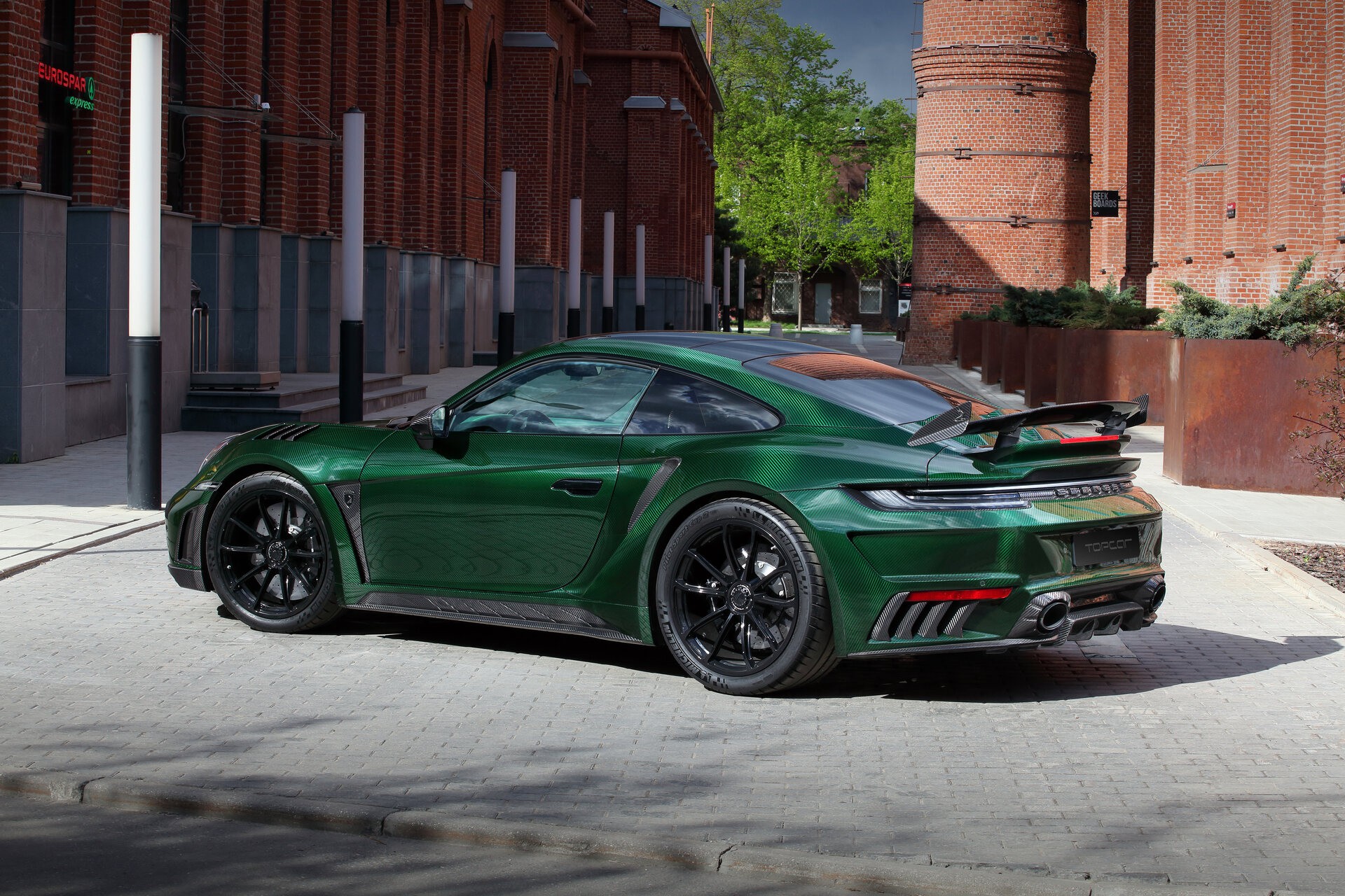 This Porsche 911 Turbo S From TopCar Is Wearing Nothing But Green Carbon Fiber