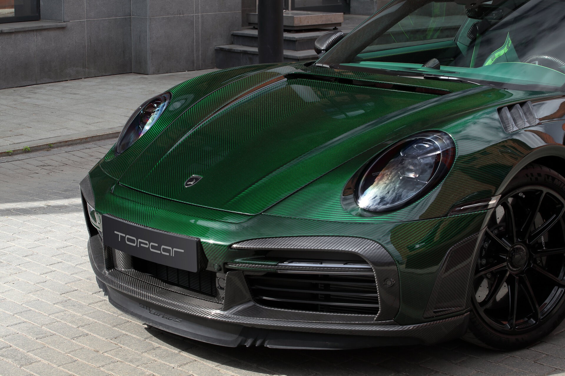 This Porsche 911 Turbo S From TopCar Is Wearing Nothing But Green Carbon Fiber