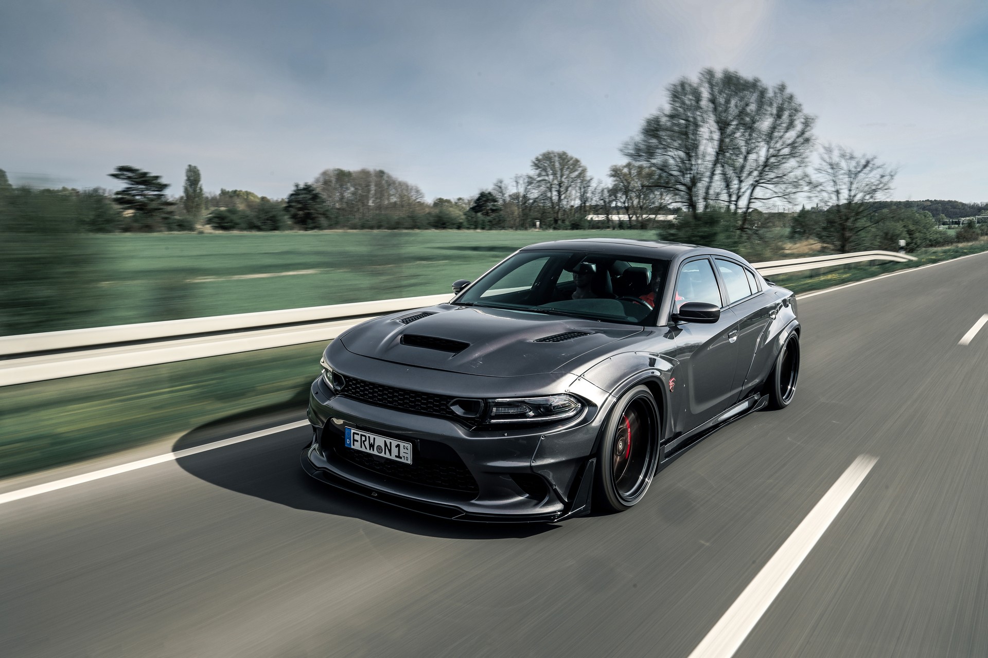 This Tuned Dodge Charger Hellcat Is Wider Than A Lamborghini Aventador