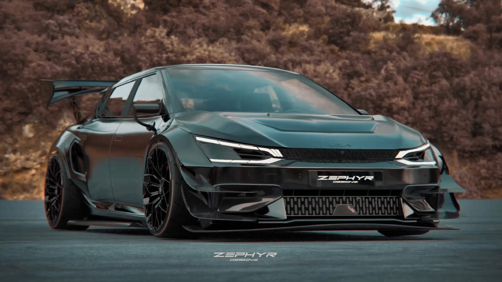 KIA EV6 GT Rendered Into A Time Attack Monster With A Massive Wing