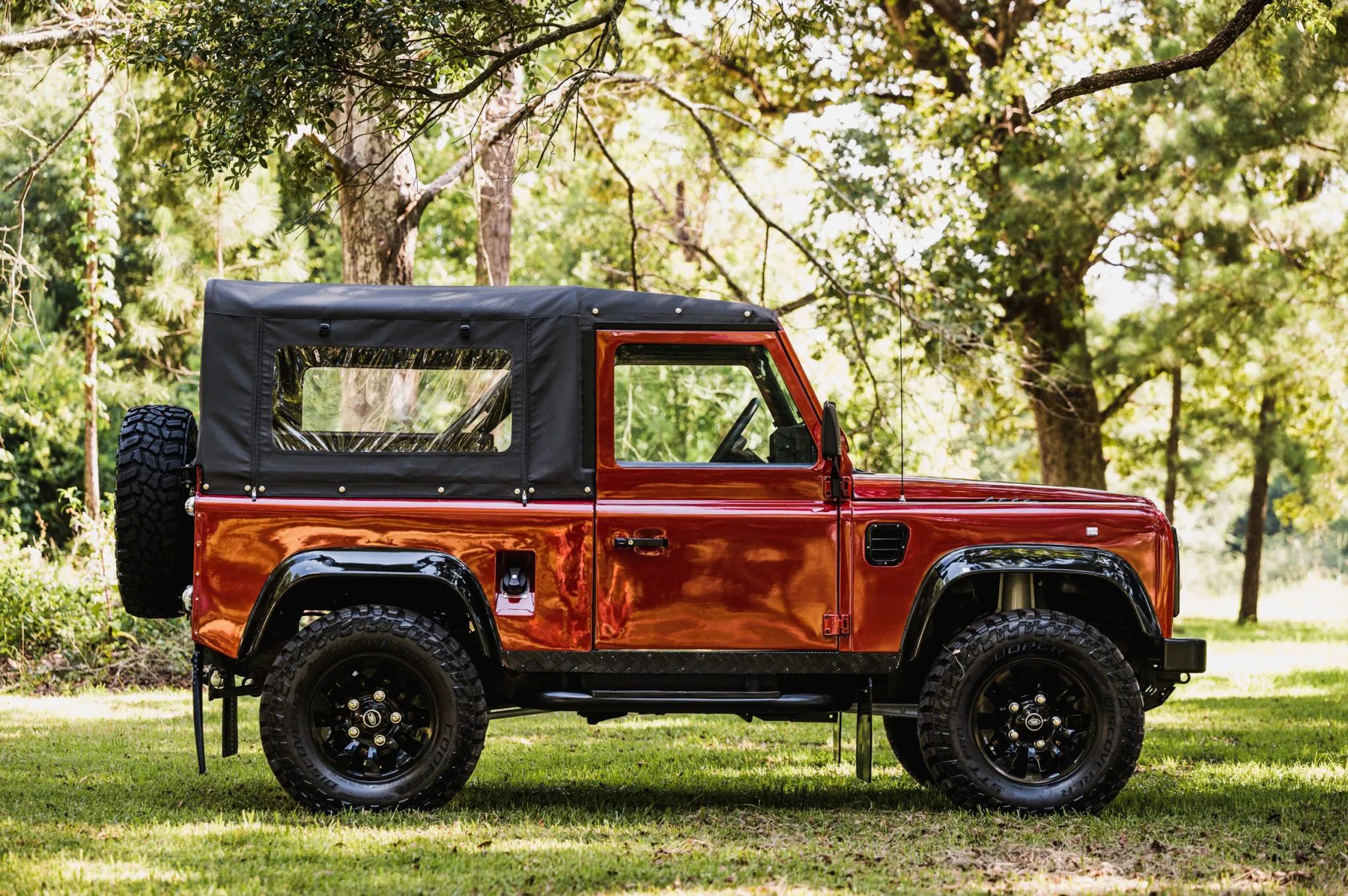 This Red 1996 Land Rover Defender Is Ready For The Toughest Of Adventures