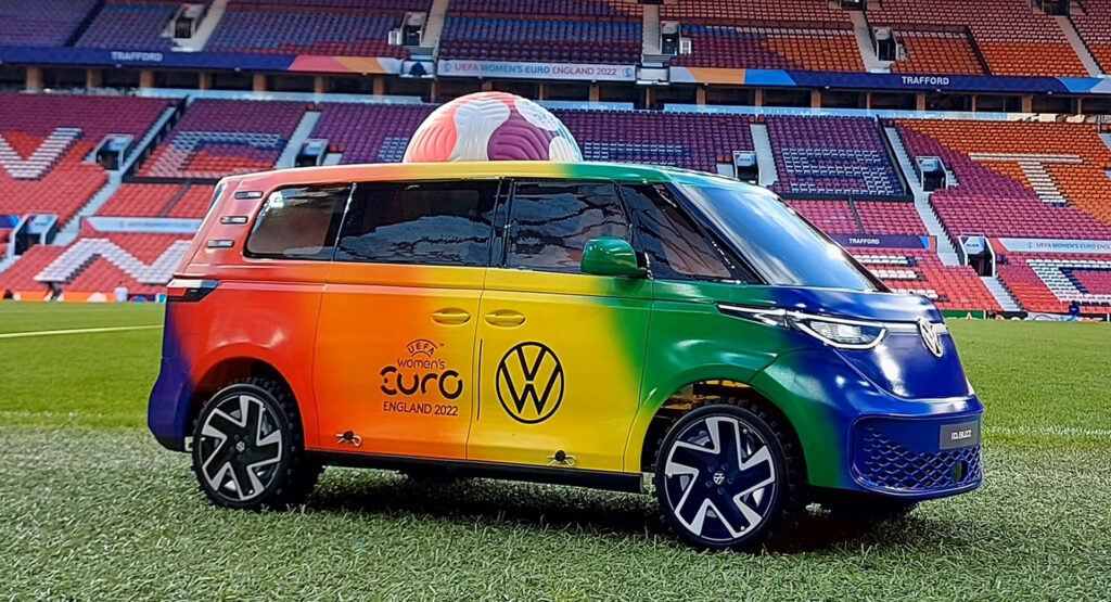  VW Gets Fans Buzzing With Pint-Sized ID. Buzz Soccer Ball Delivery Vehicle