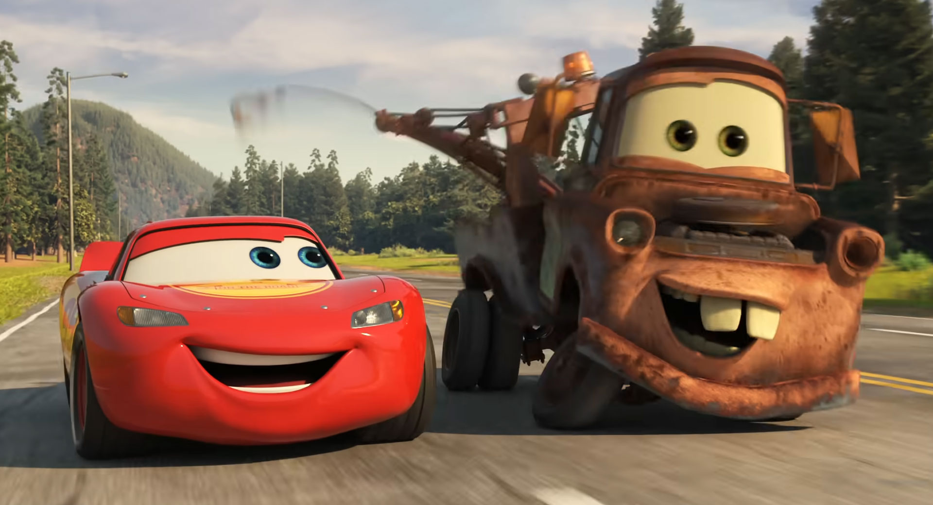 Lightning McQueen And Mater Return In “Cars On The Road,” Hits