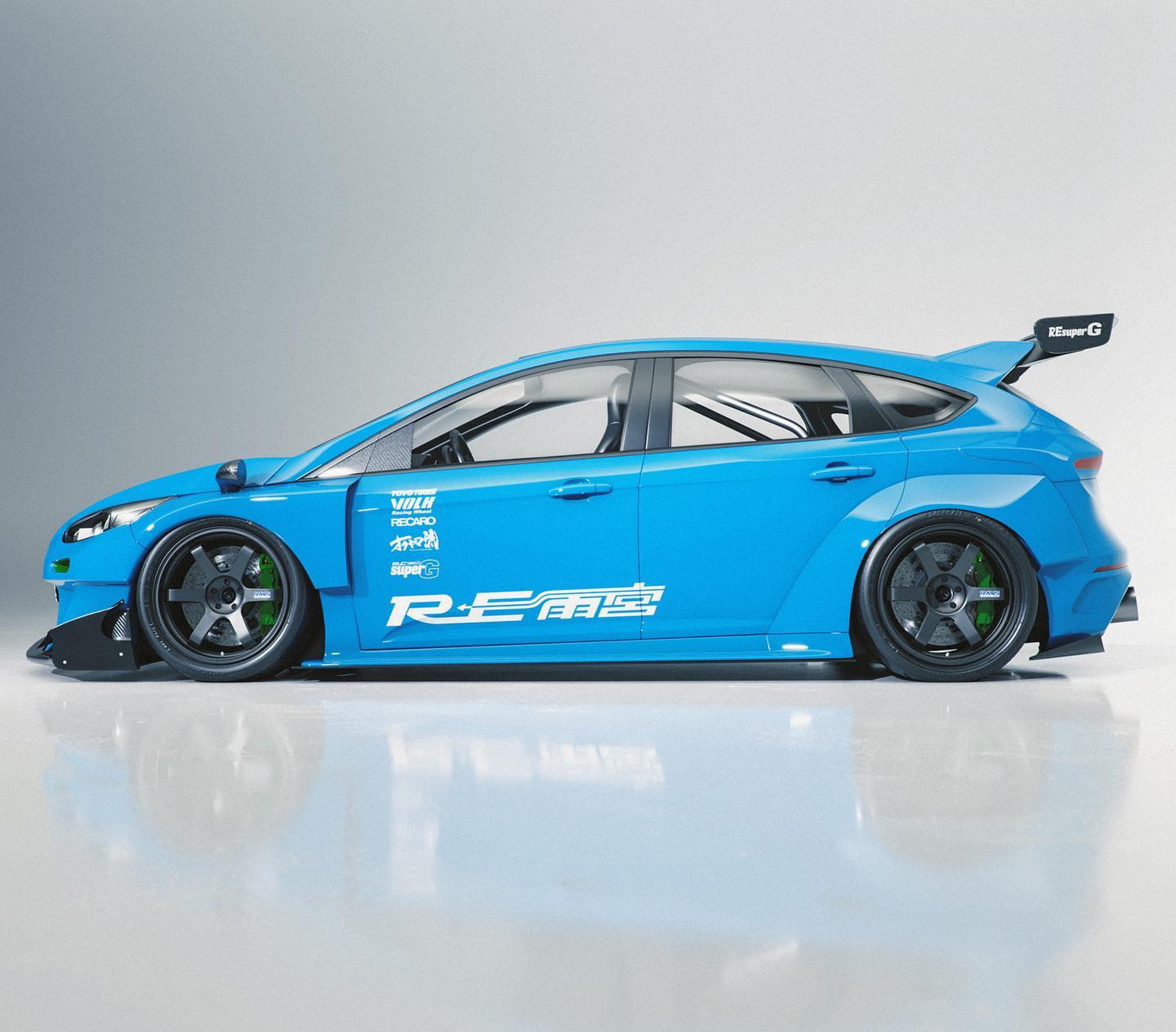 This Digital-Only Rotary-Swapped Ford Focus RS Was Inspired By A Mazda RX-7 Racecar