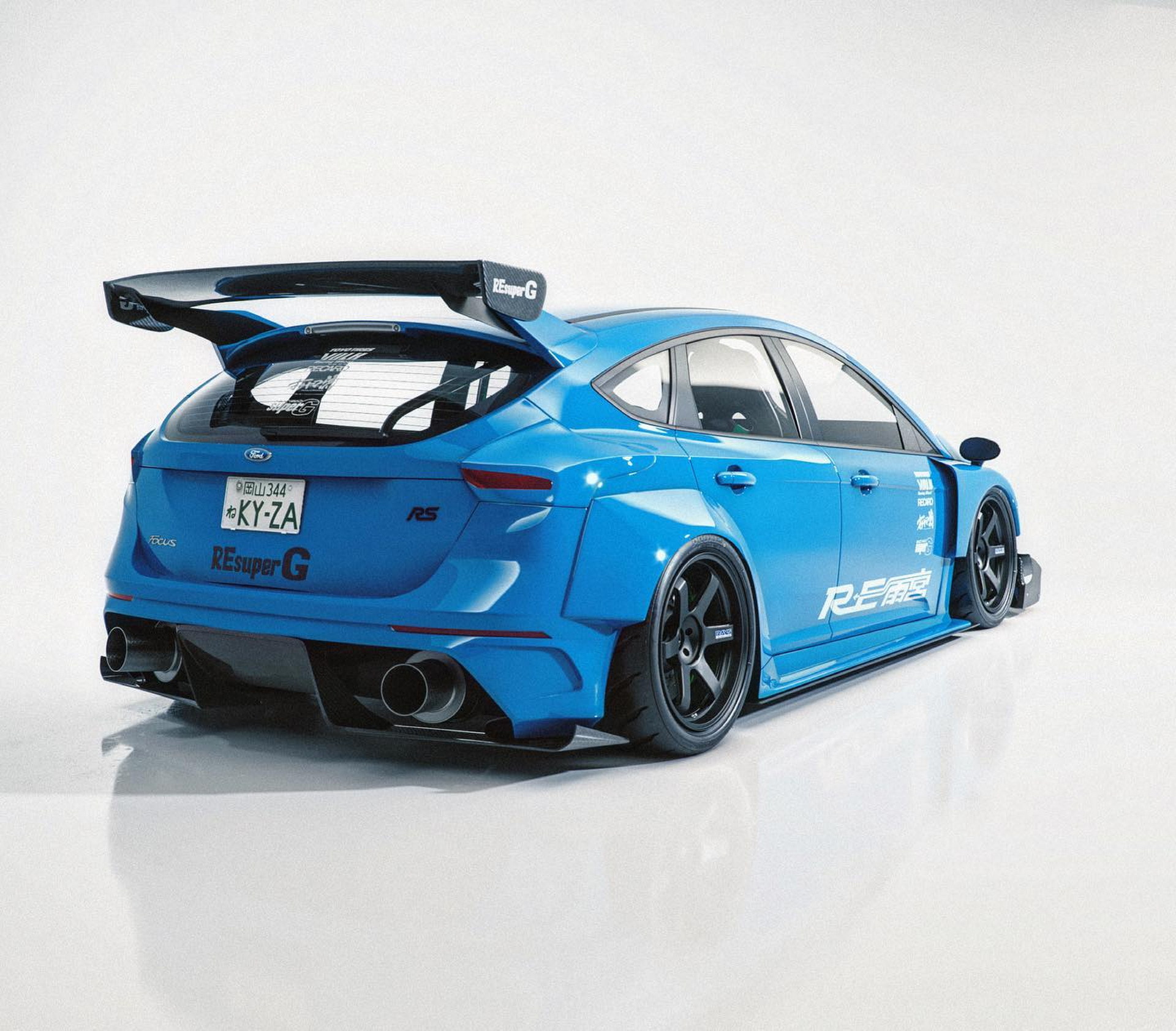 This Digital-Only Rotary-Swapped Ford Focus RS Was Inspired By A Mazda RX-7 Racecar