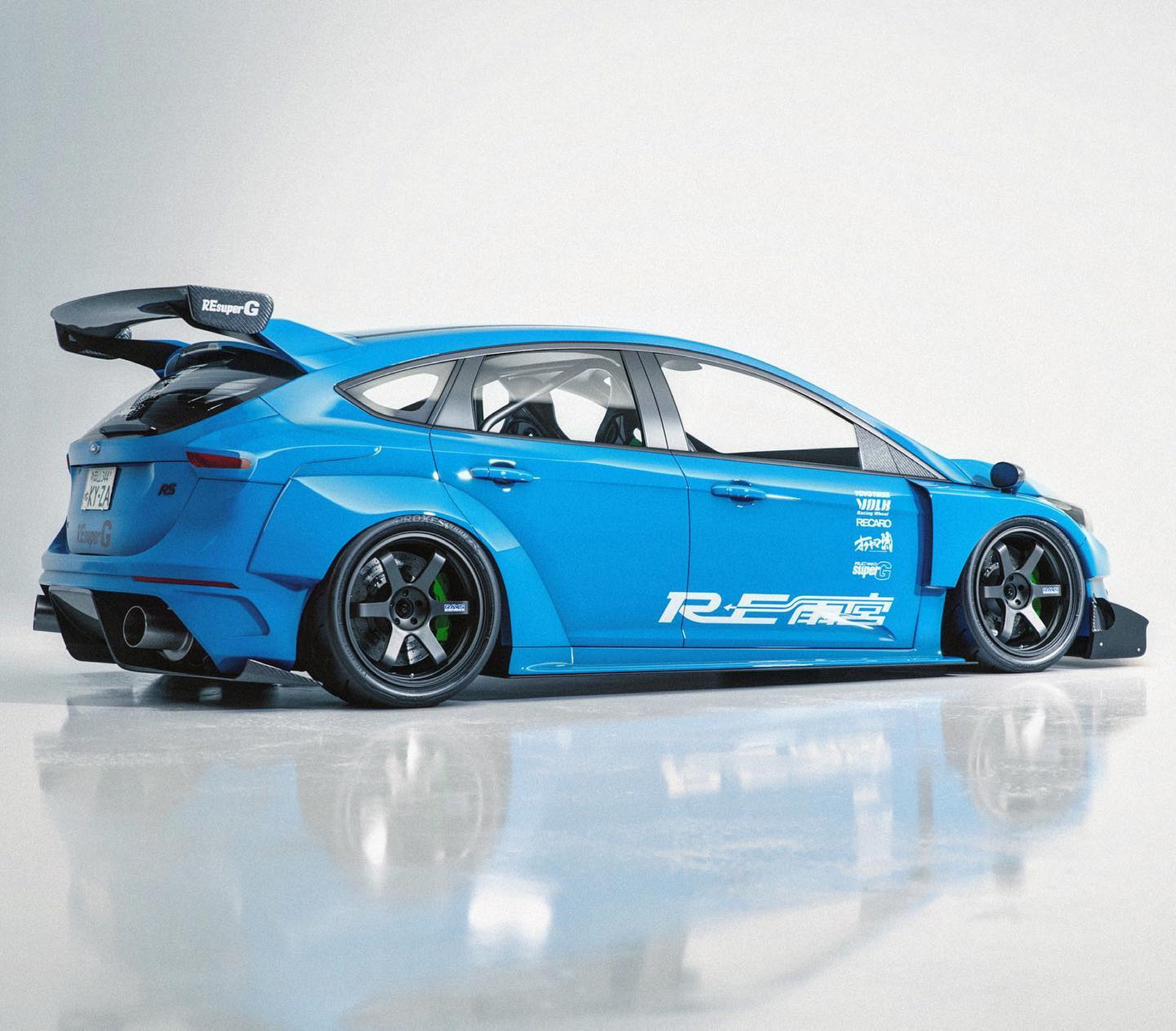 This Digital-Only Rotary-Swapped Ford Focus RS Was Inspired By A Mazda RX-7 Racecar
