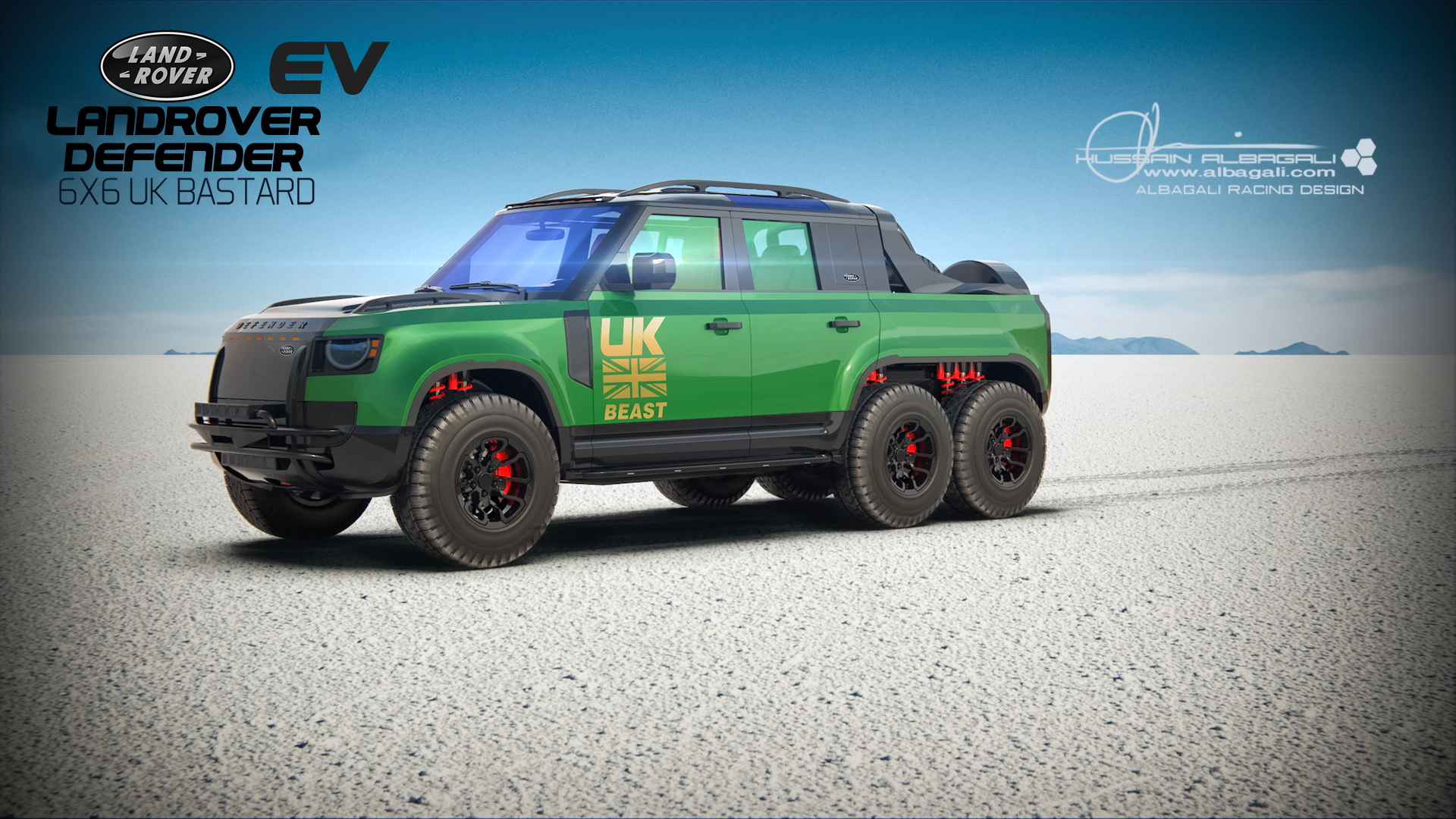 Land Rover Defender Envisioned As A Fully Electric 6×6 Monster Pickup