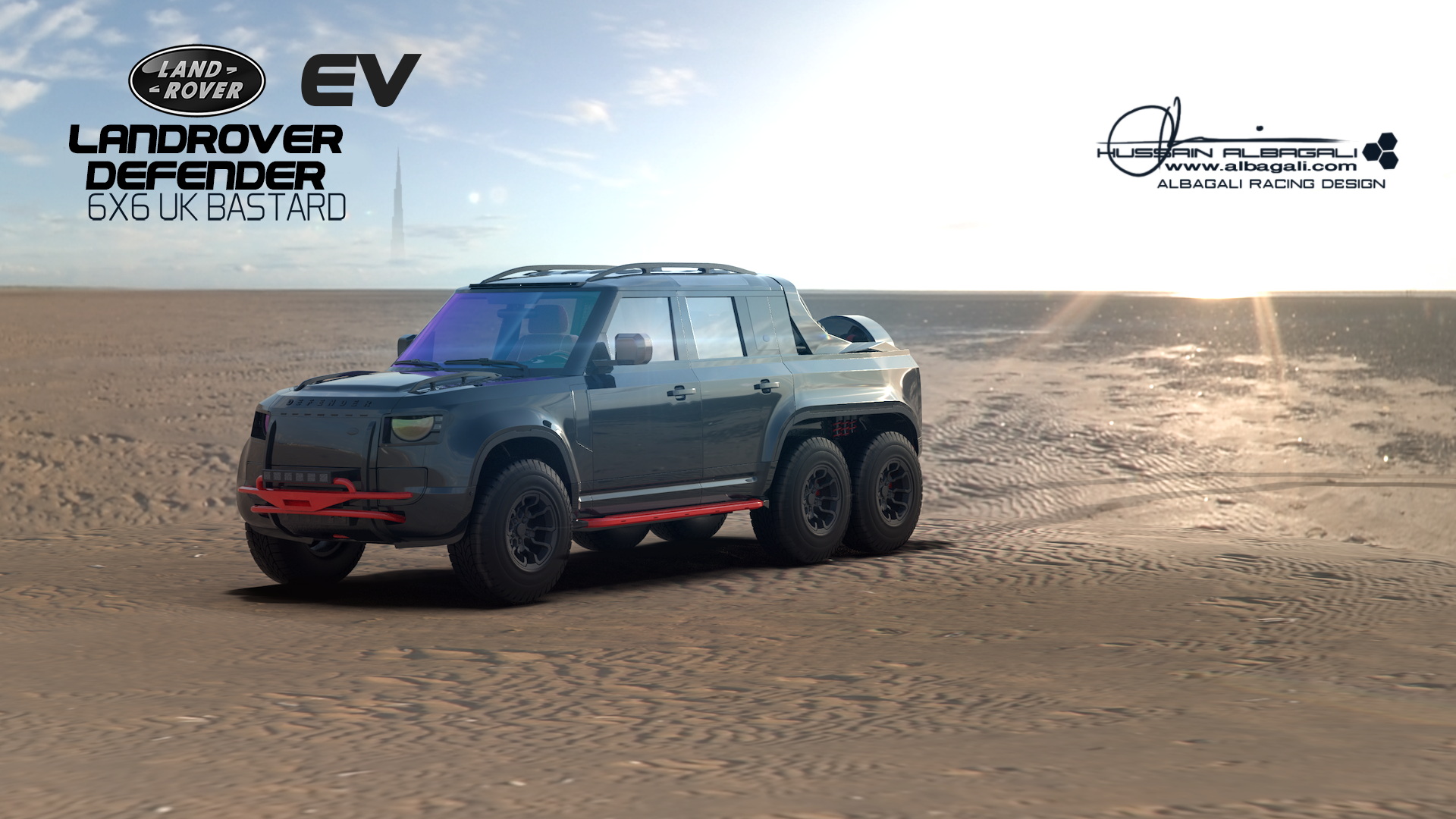 Land Rover Defender Envisioned As A Fully Electric 6×6 Monster Pickup