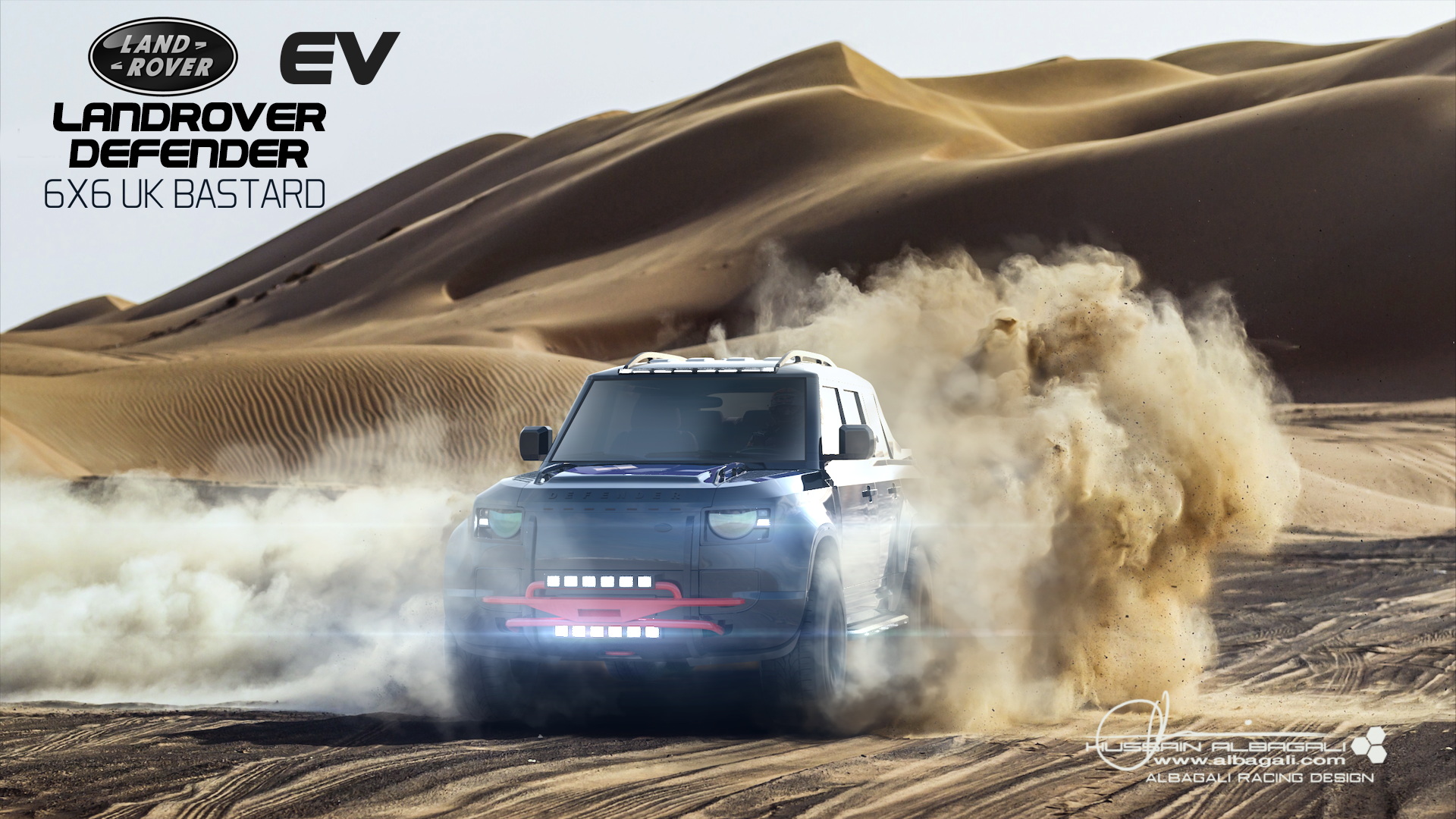 Land Rover Defender Envisioned As A Fully Electric 6×6 Monster Pickup