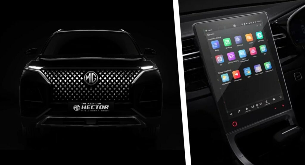  Facelifted MG Hector SUV Teased In India With A 14-Inch Infotainment Screen