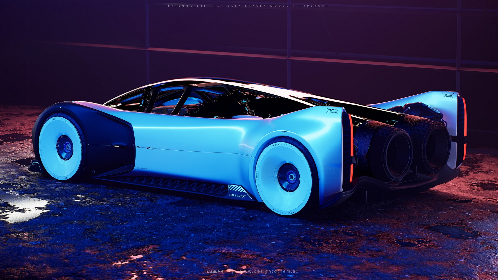 Tesla SpaceX Model R Imagined As A 2,950 HP Hypercar With Rocket Boosters