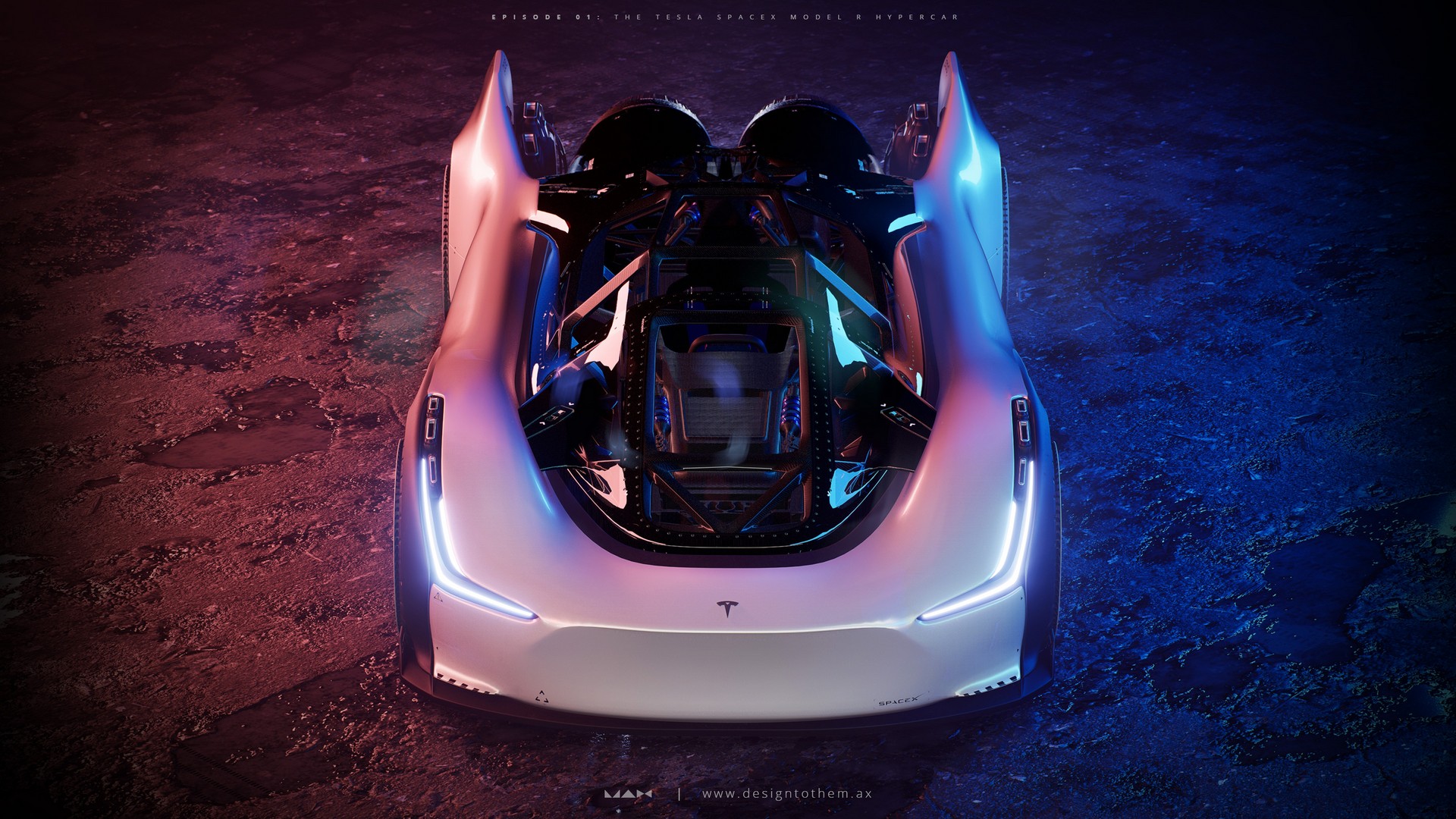 Tesla SpaceX Model R Imagined As A 2,950 HP Hypercar With Rocket Boosters