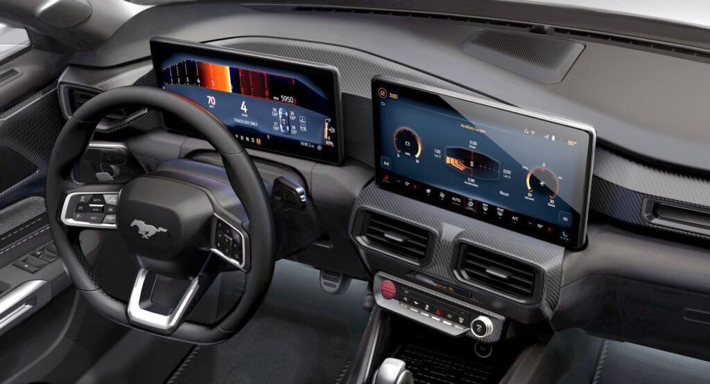 This Is What The Base Trim 2024 Ford Mustang’s Dual Tablet Screens Look