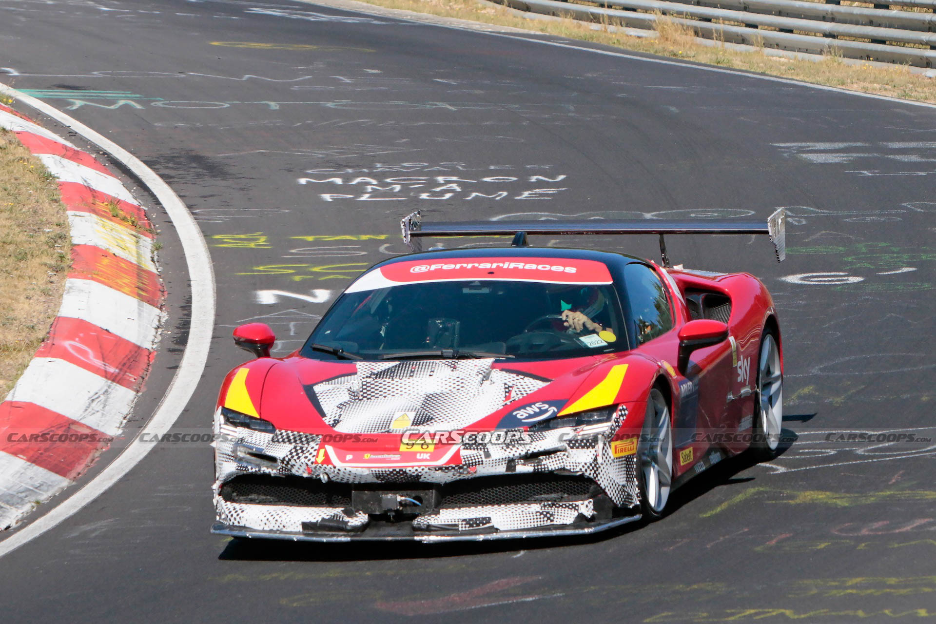 Spoiler Alert: Hardcore Ferrari SF90 Version Speciale Caught Testing At Nürburging With Huge Rear Wing