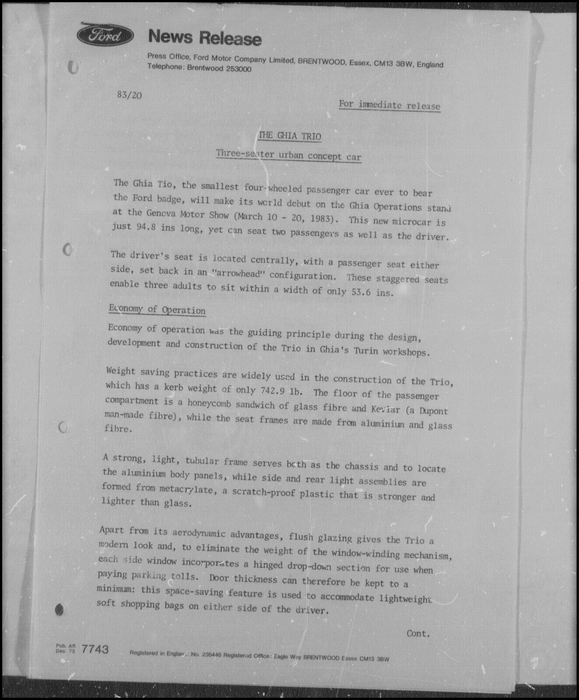 Would You Drop Half-A-Million Dollars On A 1983 Ford Ghia Trio Microcar Concept?