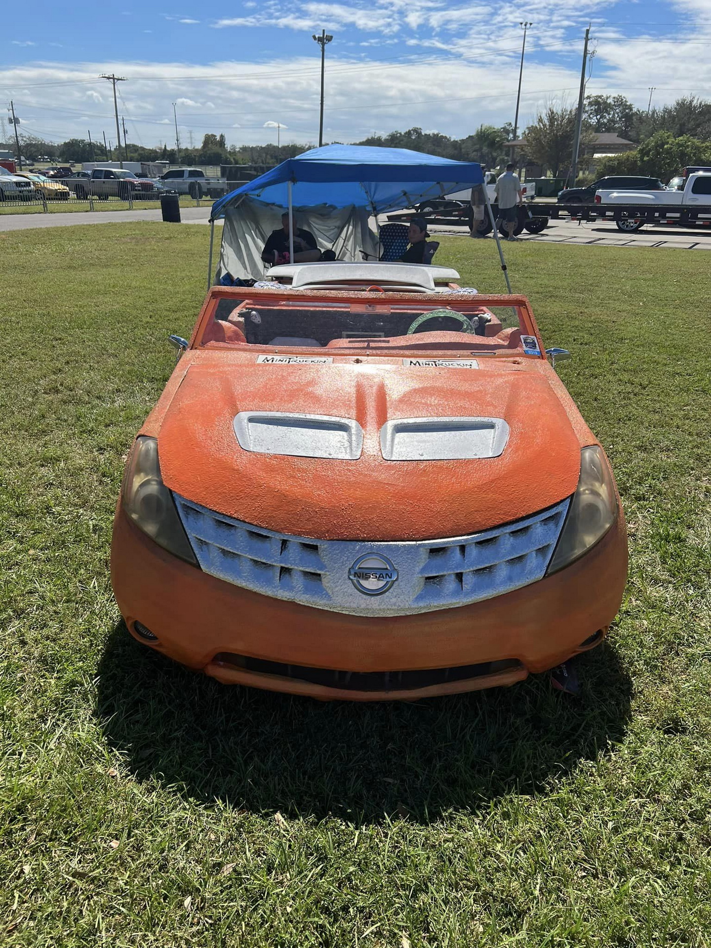 Tricked Nissan Covered In Bedliner With A Murano Face And A Cadillac Tail Ain’t No Treat