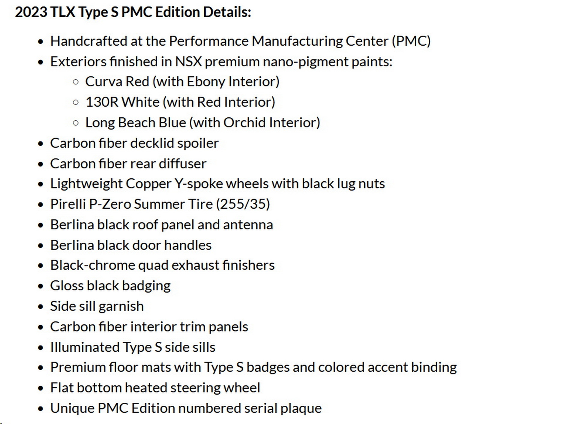 Acura To Open Order Books For Handbuilt TLX Type S PMC Specials In Three Waves Starting Oct 6