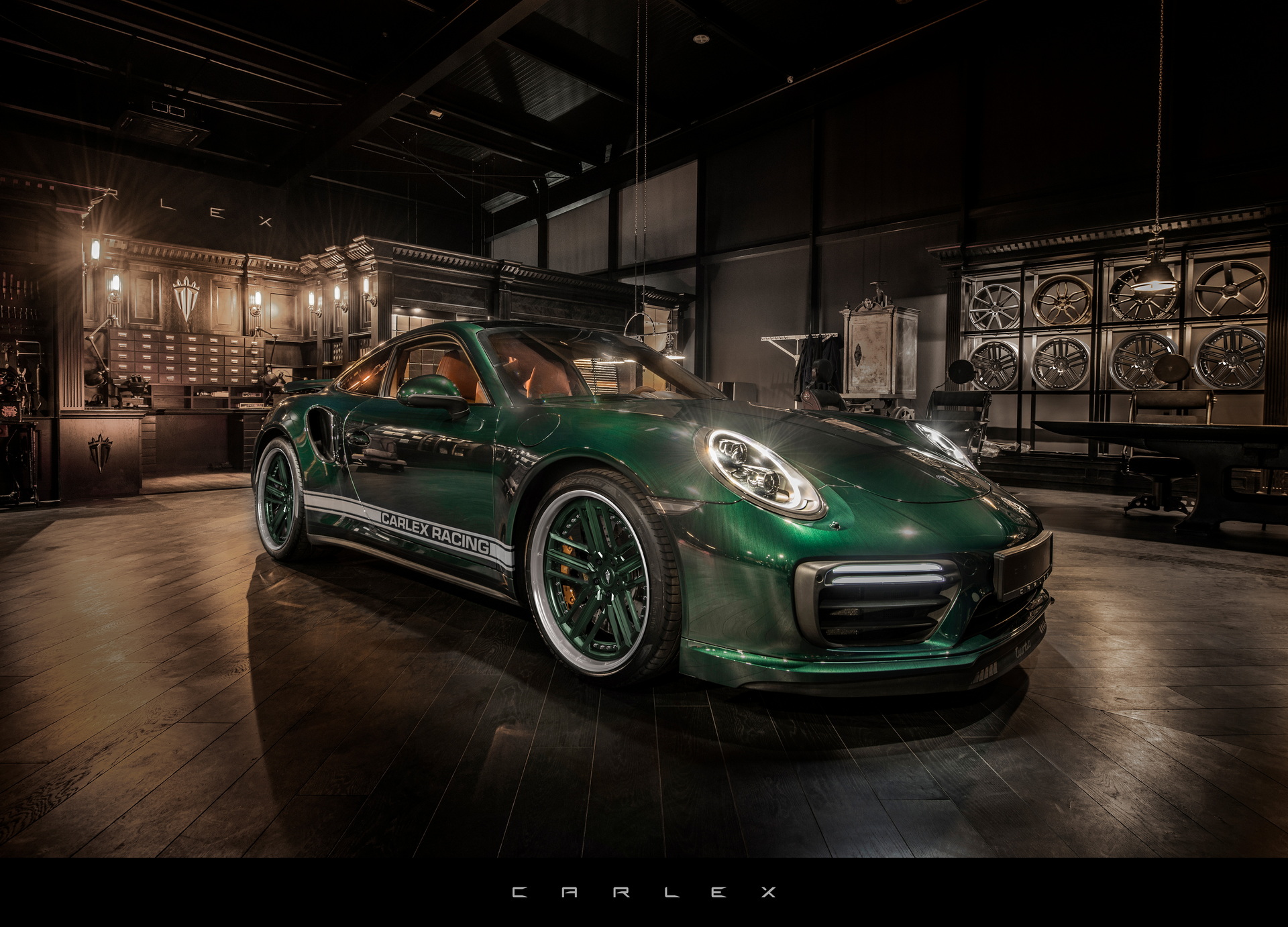 Carlex Refreshes Previous Porsche 991 Turbo With Hand-Brushed Green Shade And Brown Interior