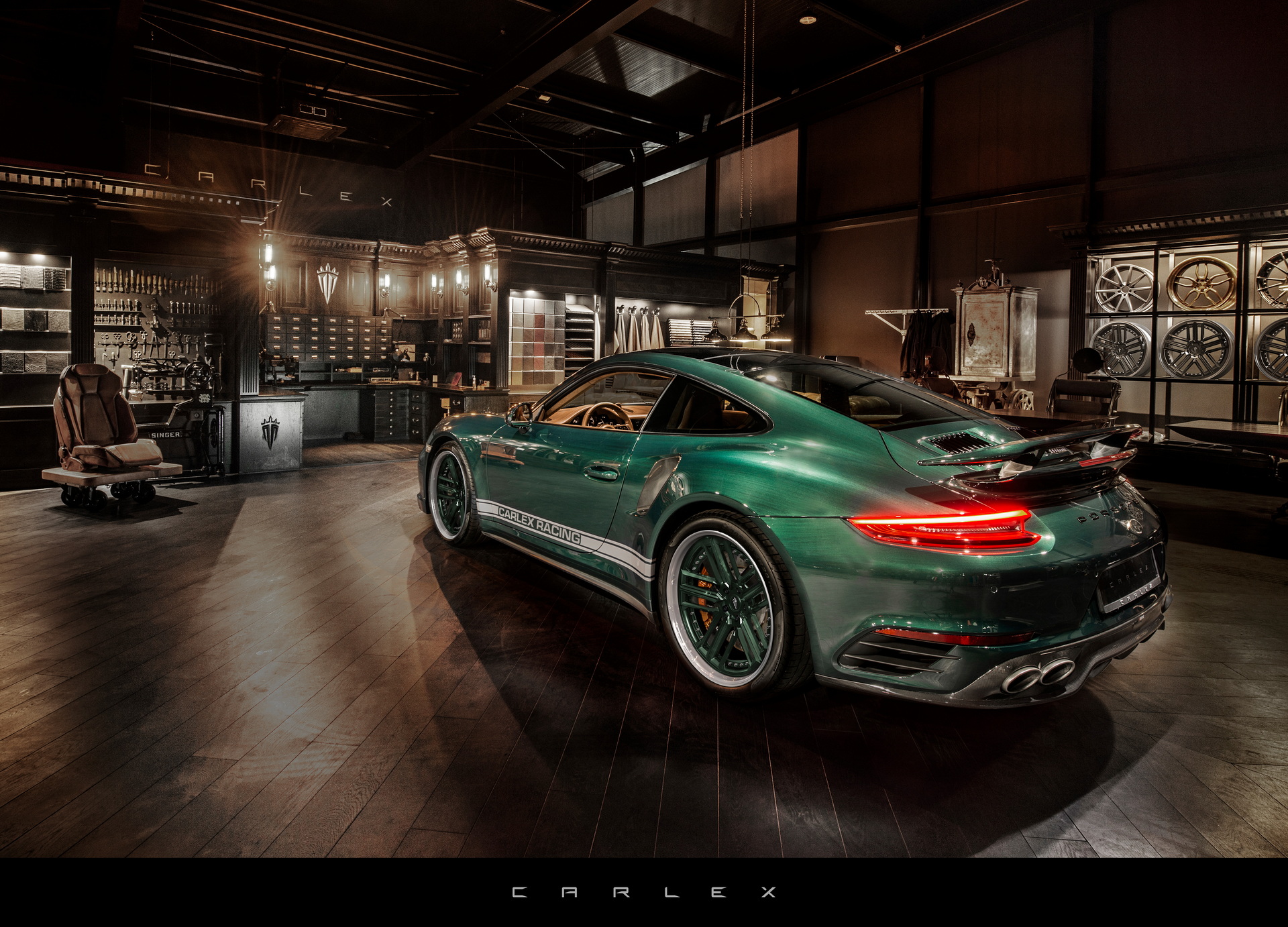 Carlex Refreshes Previous Porsche 991 Turbo With Hand-Brushed Green Shade And Brown Interior