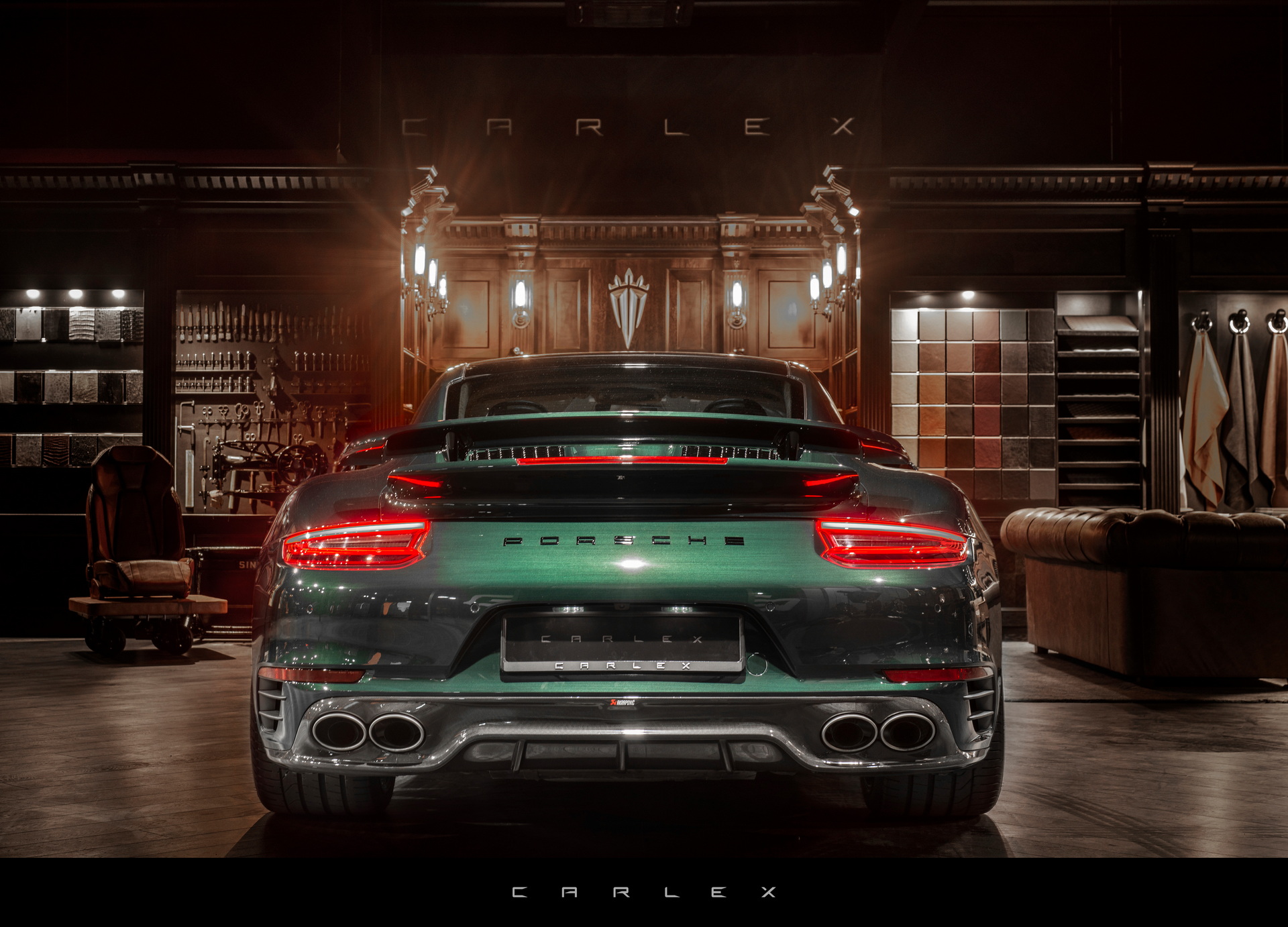 Carlex Refreshes Previous Porsche 991 Turbo With Hand-Brushed Green Shade And Brown Interior
