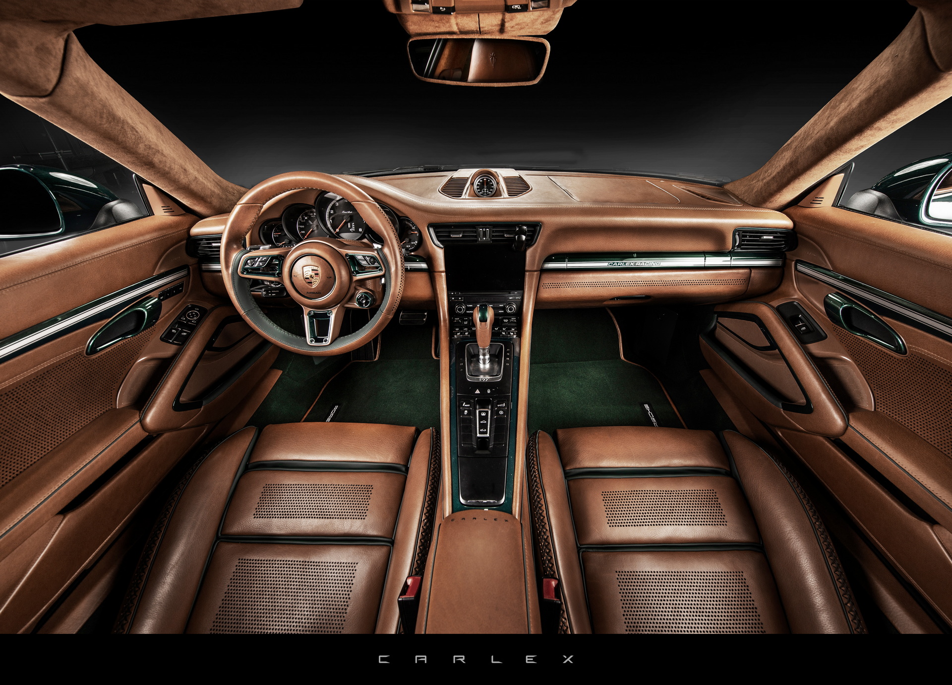 Carlex Refreshes Previous Porsche 991 Turbo With Hand-Brushed Green Shade And Brown Interior