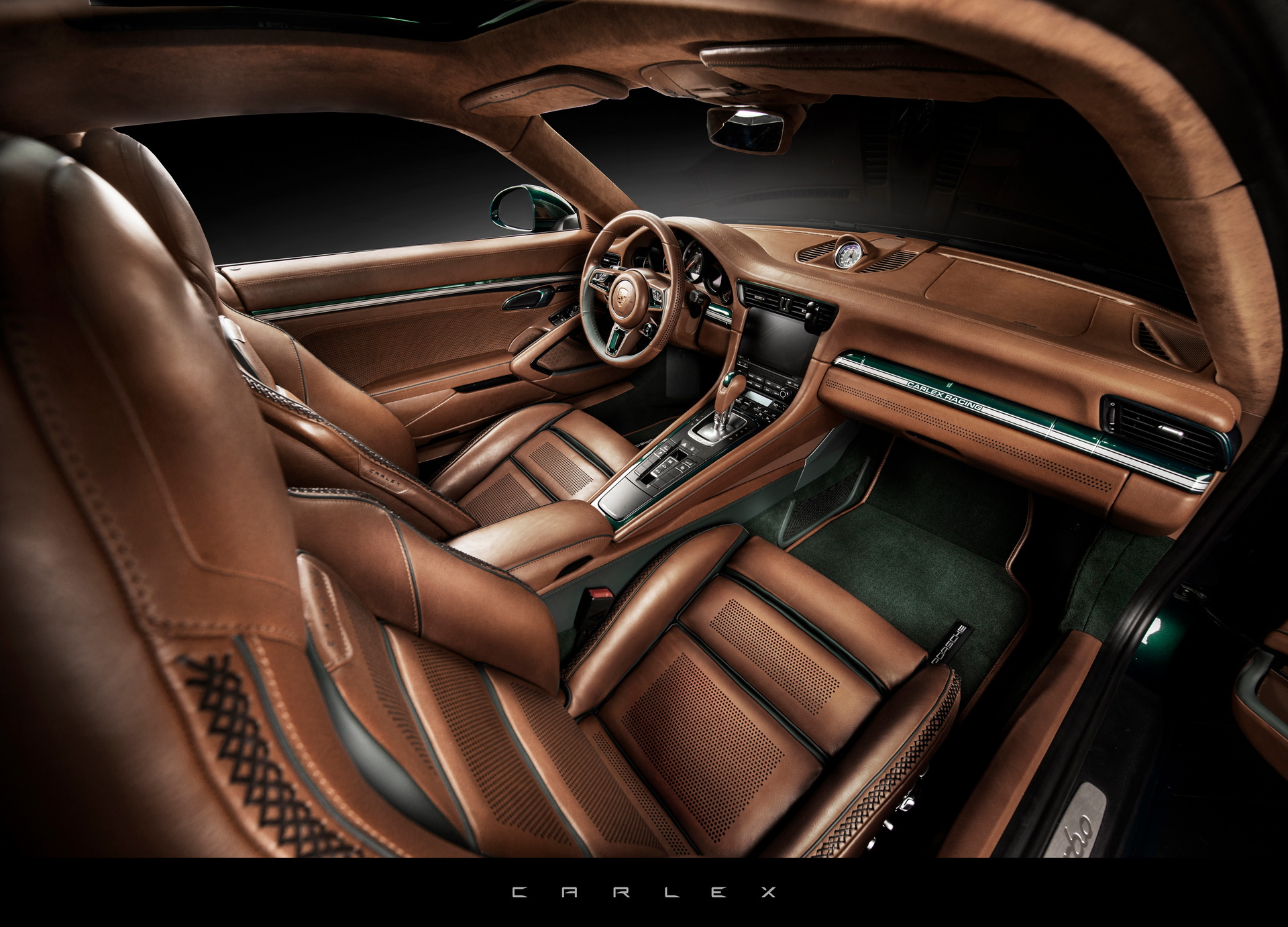 Carlex Refreshes Previous Porsche 991 Turbo With Hand-Brushed Green Shade And Brown Interior