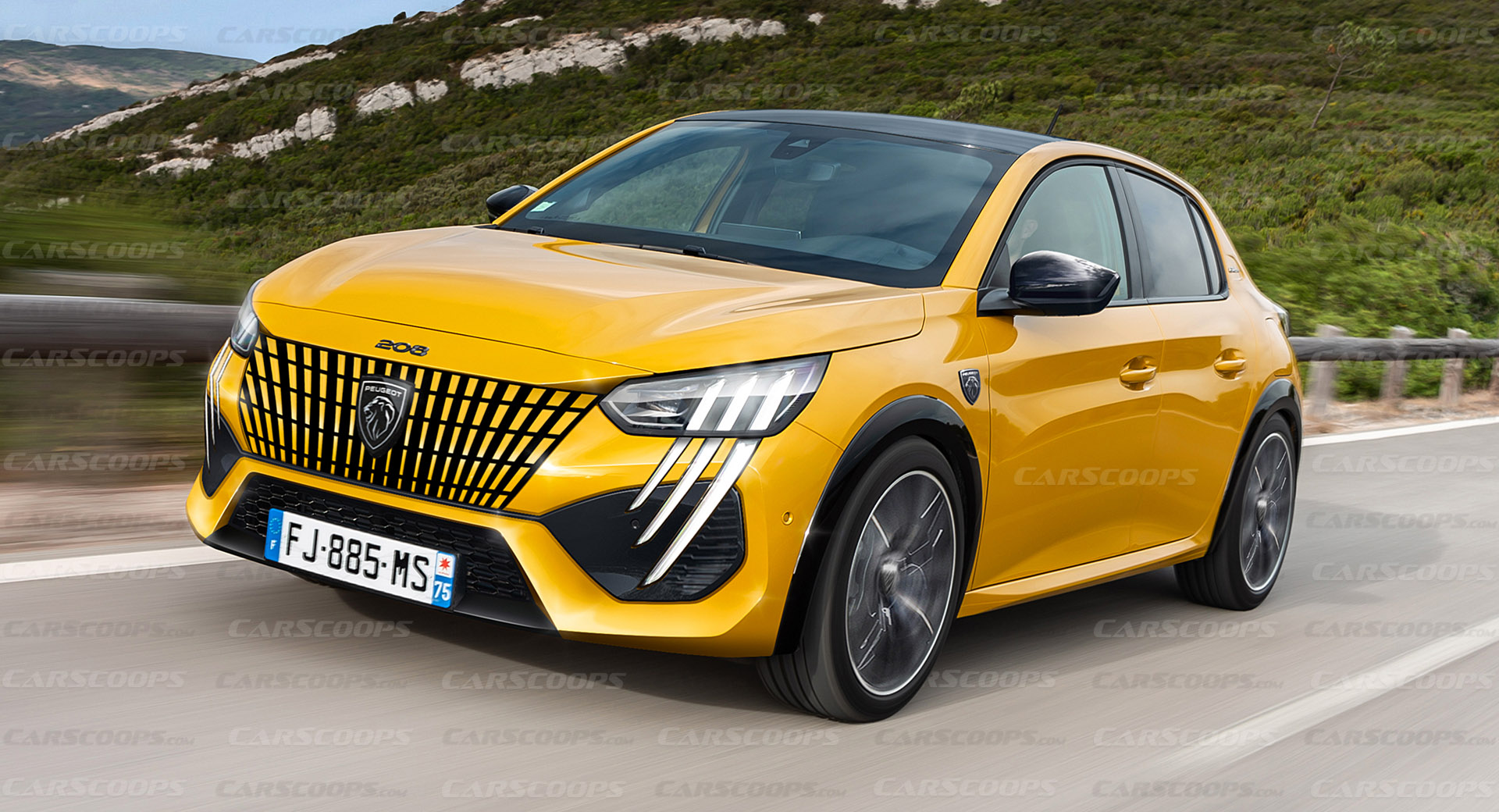 https://www.carscoops.com/wp-content/uploads/2022/10/Peugeot-208-Facelift-Rendering-Yellow.jpg