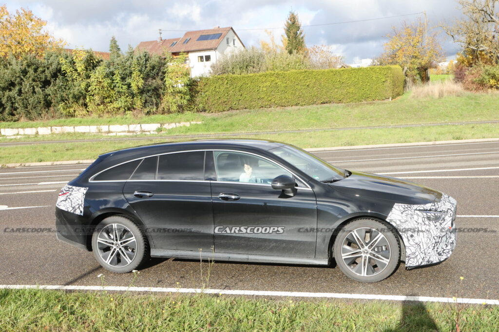Gently Updated 2024 Mercedes CLA Shooting Brake Spied In Two Colors Carscoops