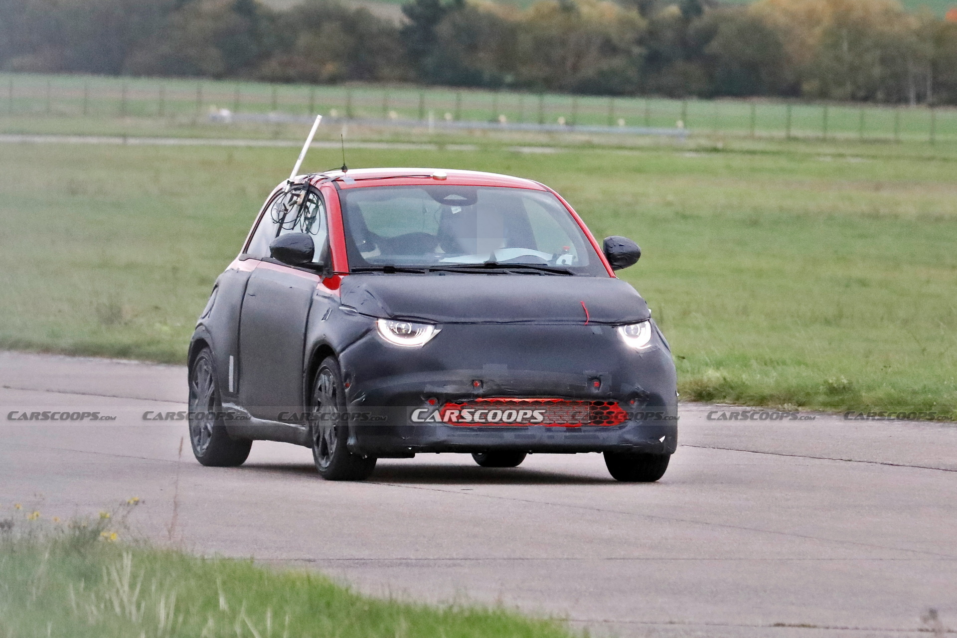 Abarth Version Of The Fiat 500 EV Spied Trying To Hide Its Redesigned Bodykit