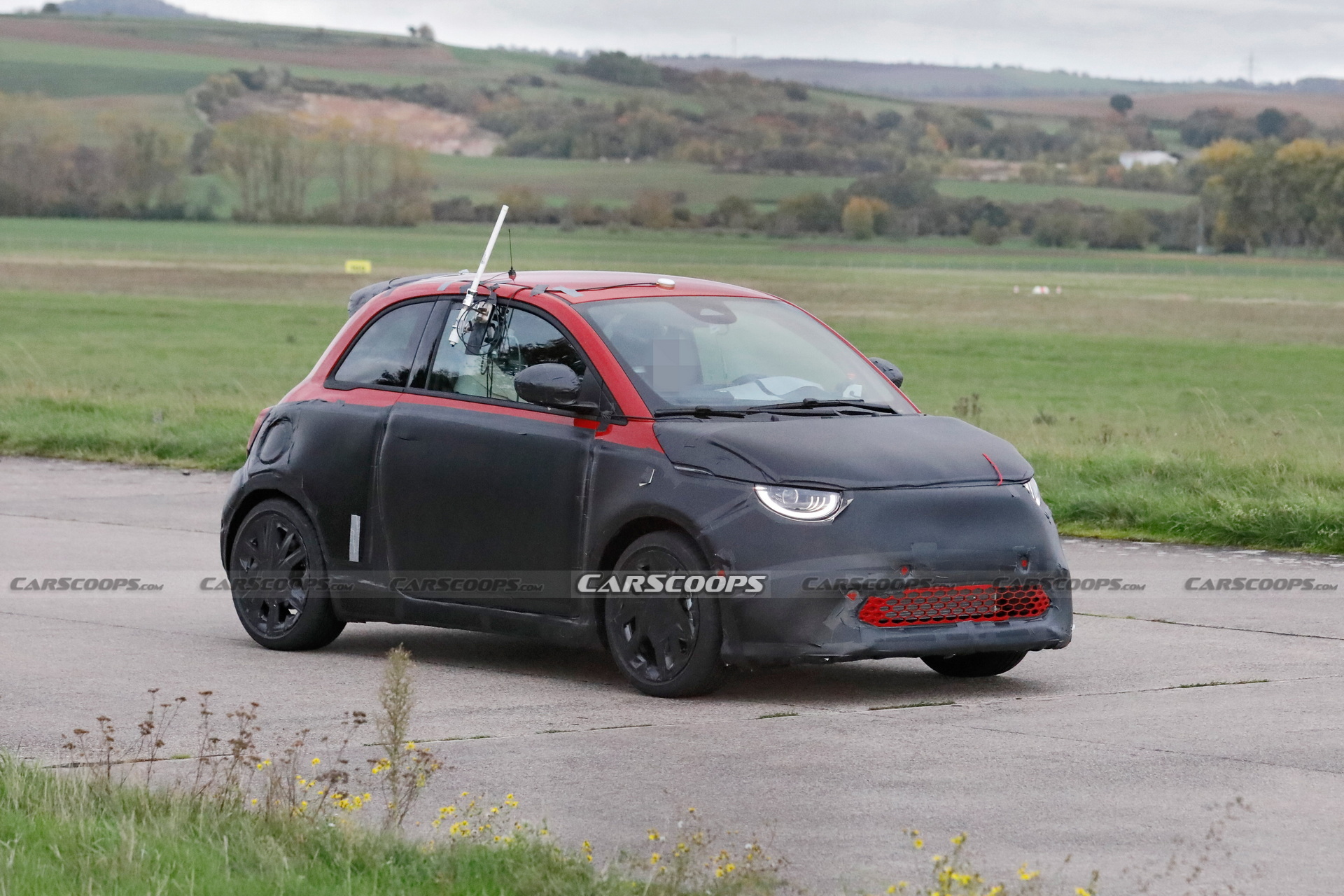 Abarth Version Of The Fiat 500 EV Spied Trying To Hide Its Redesigned Bodykit