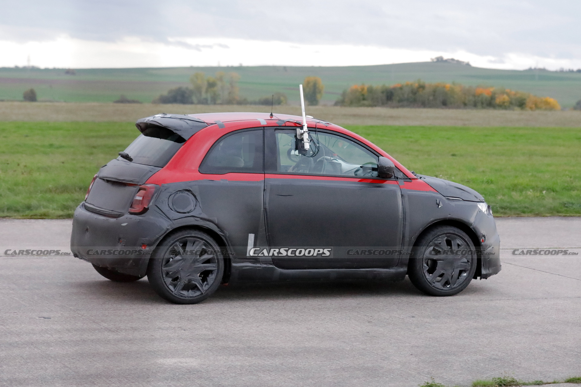 Abarth Version Of The Fiat 500 EV Spied Trying To Hide Its Redesigned Bodykit