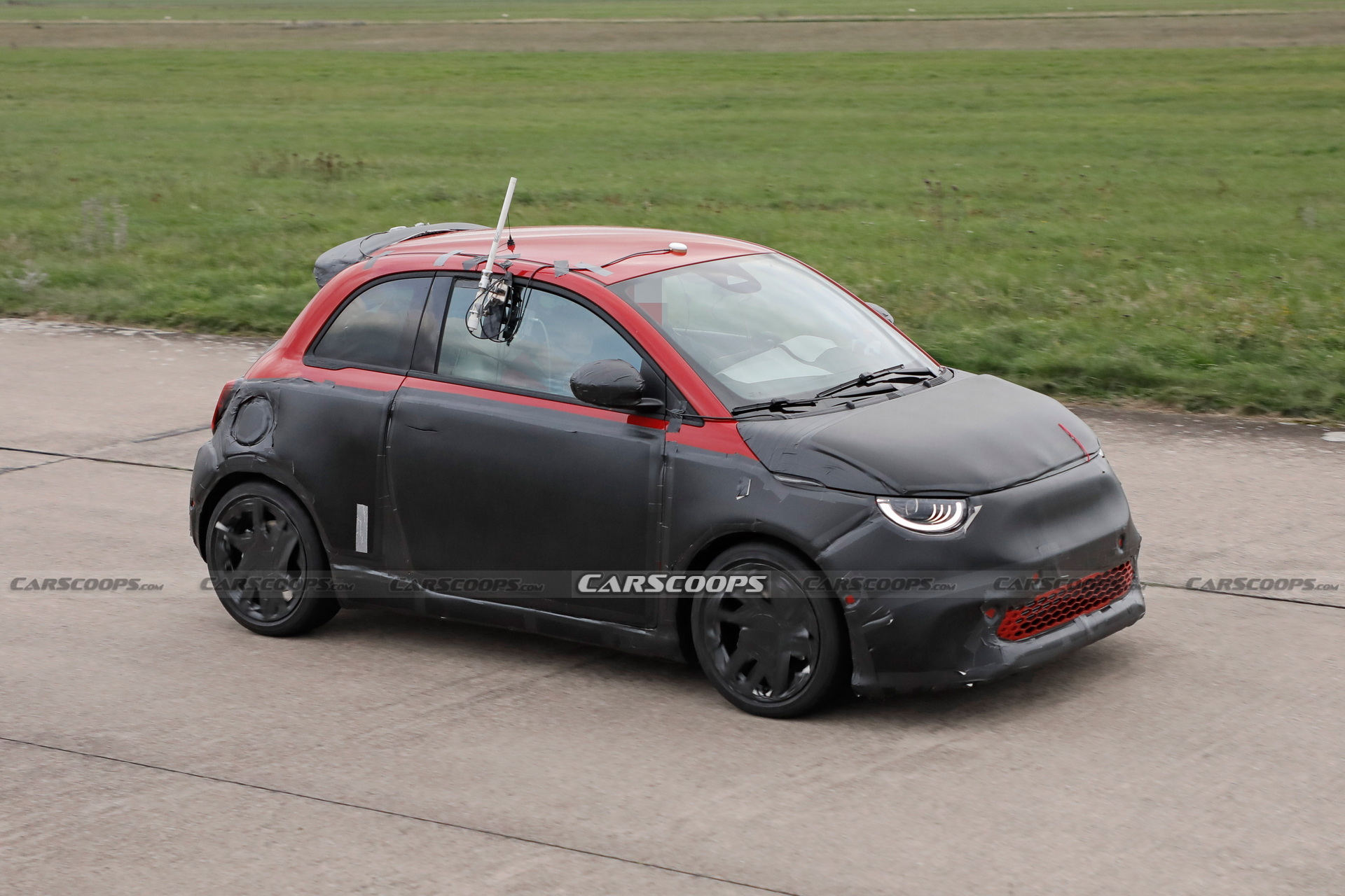 Abarth Version Of The Fiat 500 EV Spied Trying To Hide Its Redesigned Bodykit