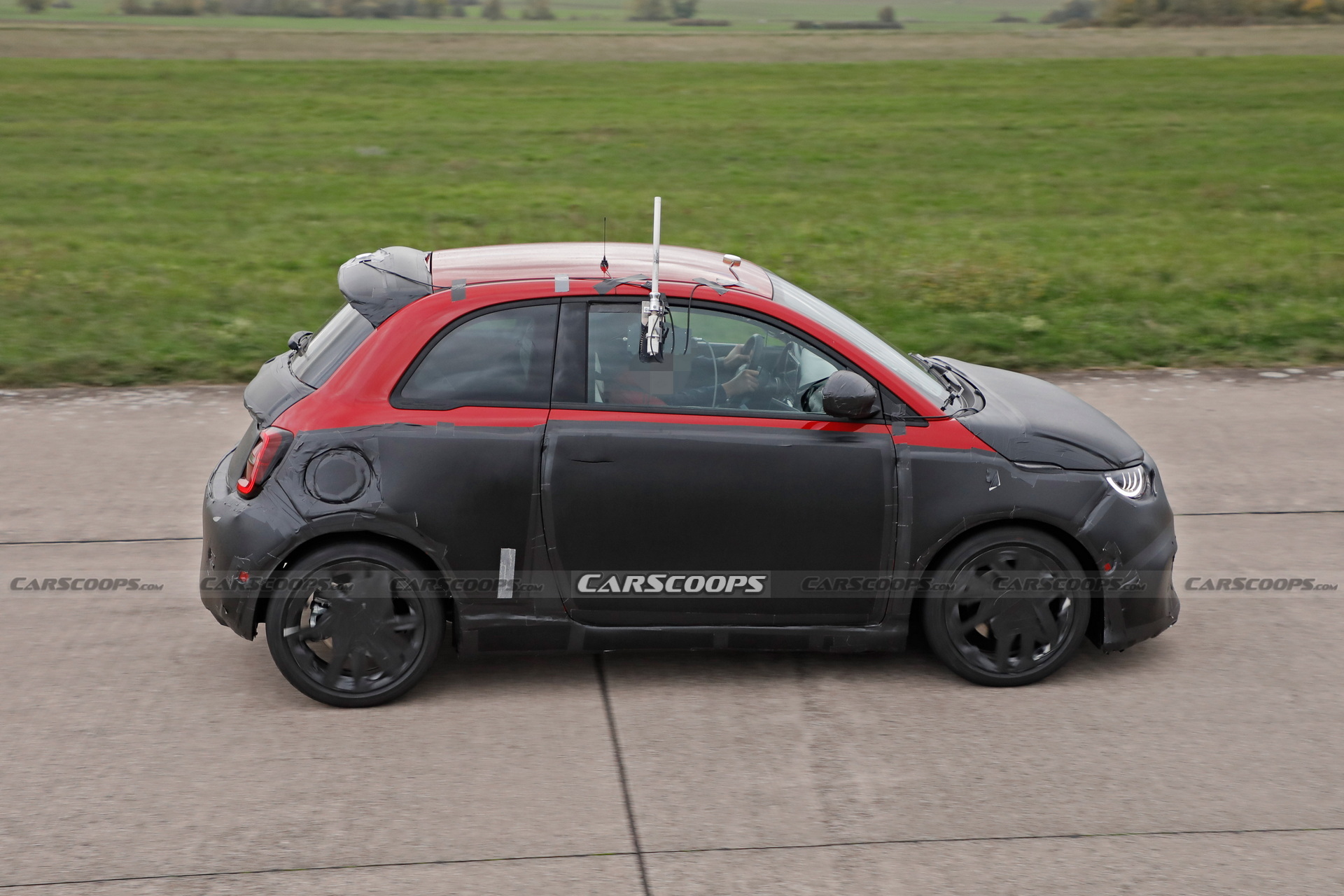 Abarth Version Of The Fiat 500 EV Spied Trying To Hide Its Redesigned Bodykit