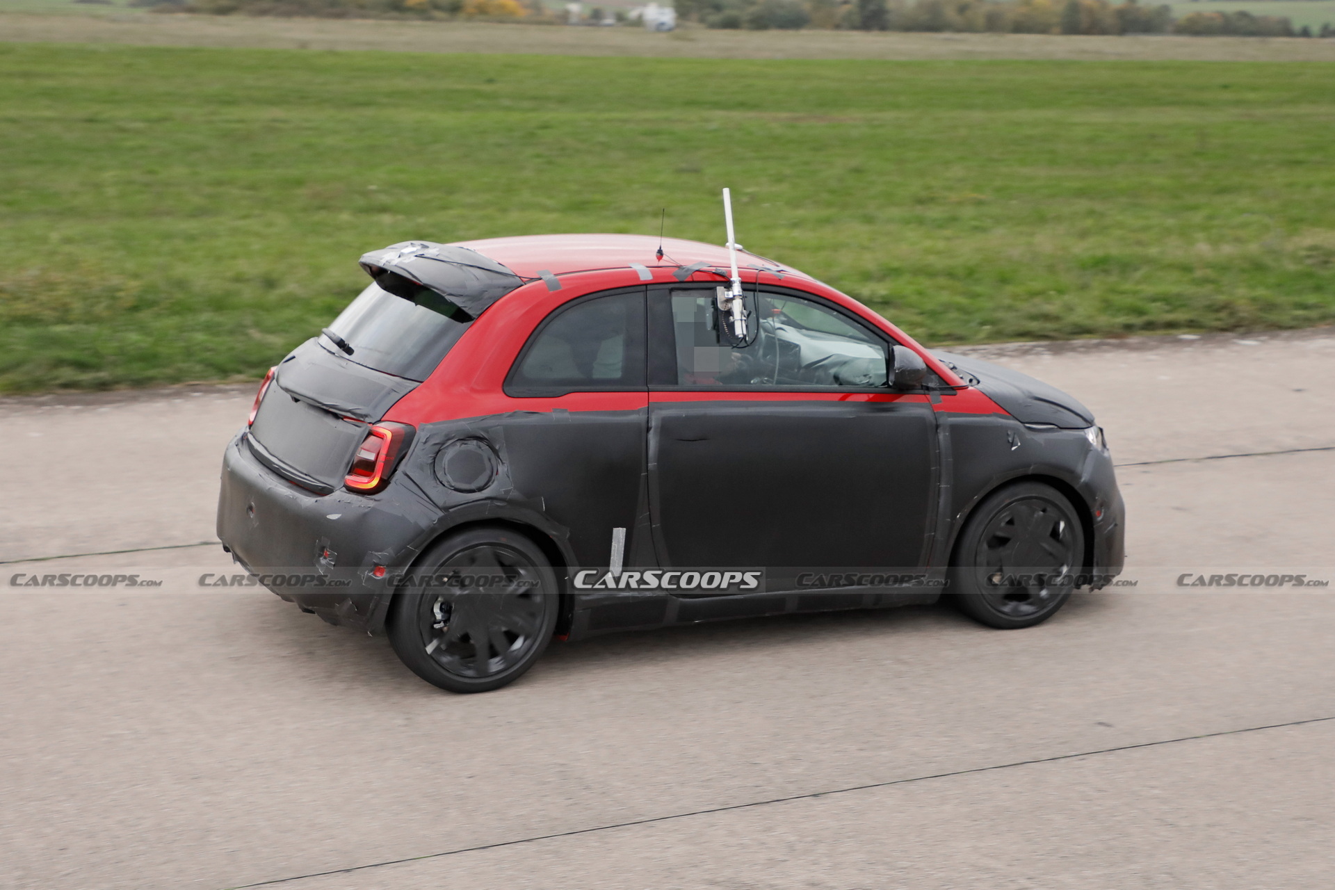 Abarth Version Of The Fiat 500 EV Spied Trying To Hide Its Redesigned Bodykit