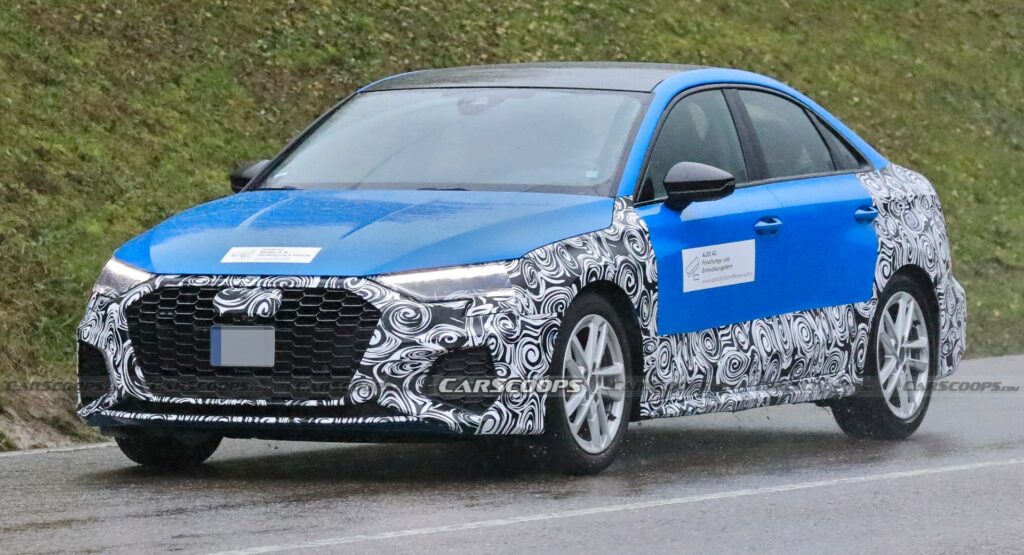 2024 Audi A3 Sedan Makes Spy Debut Hiding | Carscoops