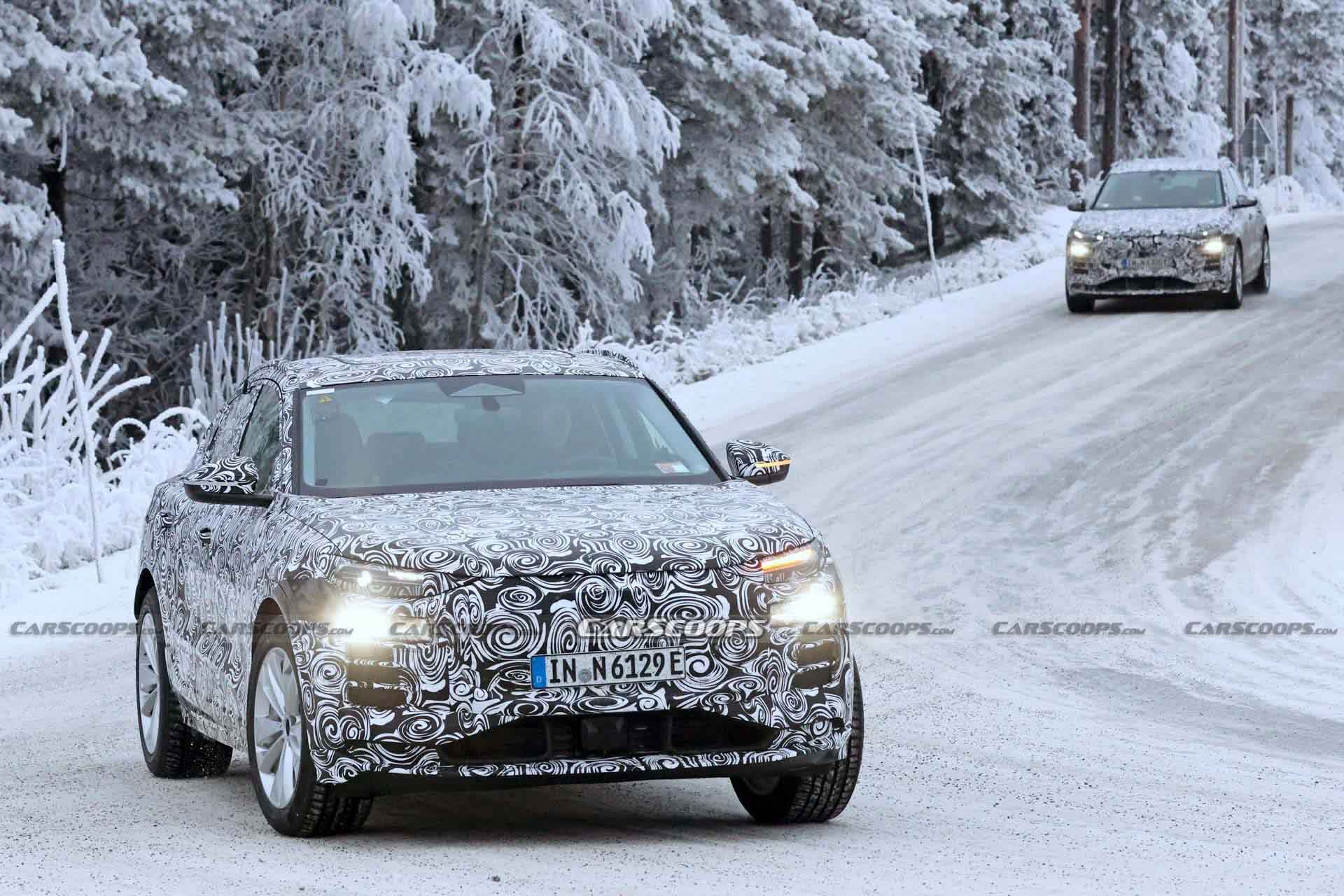 Audi Q6 E-Tron Sportback Prototype Papped Playing In The Snow