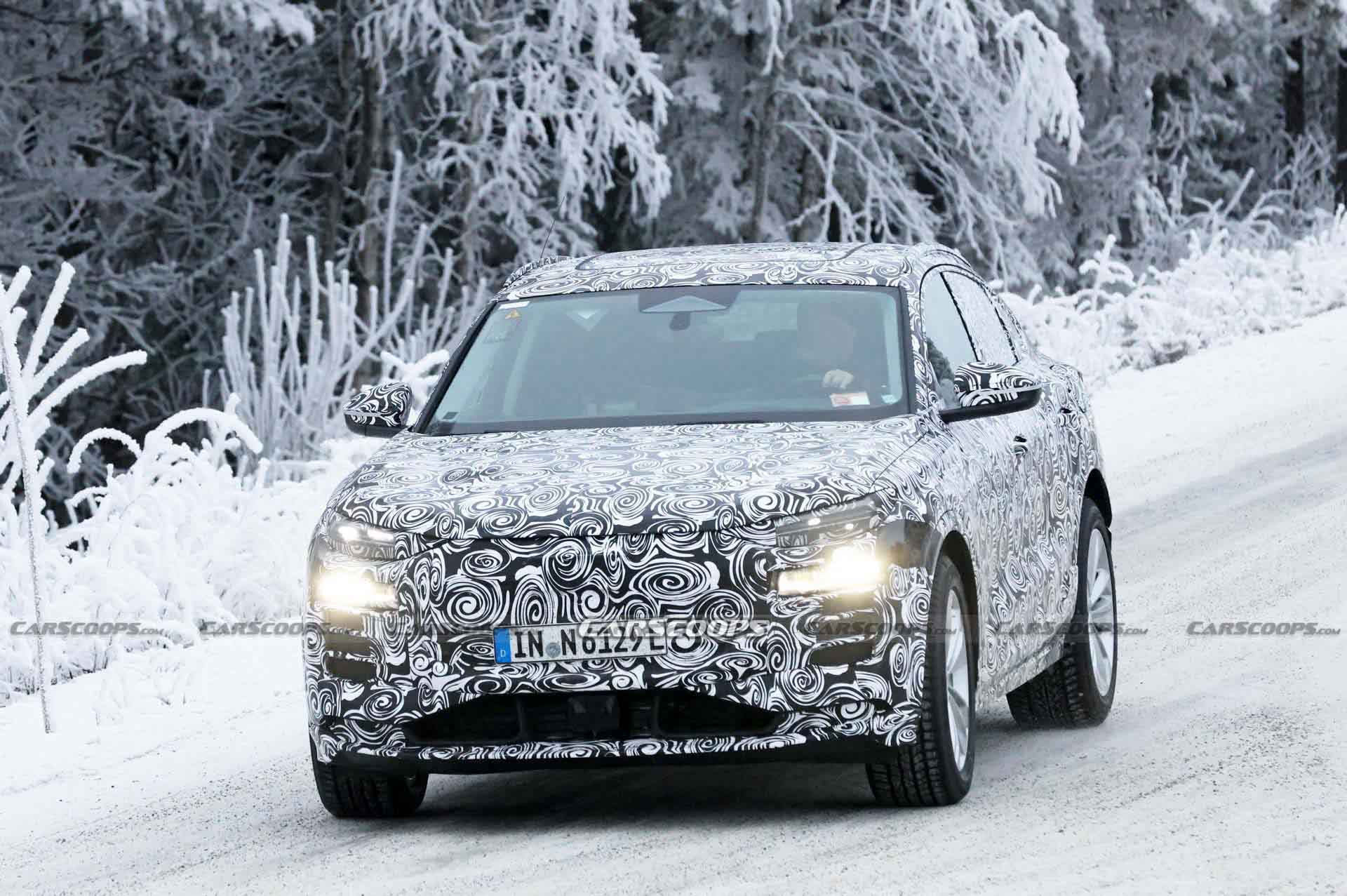 Audi Q6 E-Tron Sportback Prototype Papped Playing In The Snow