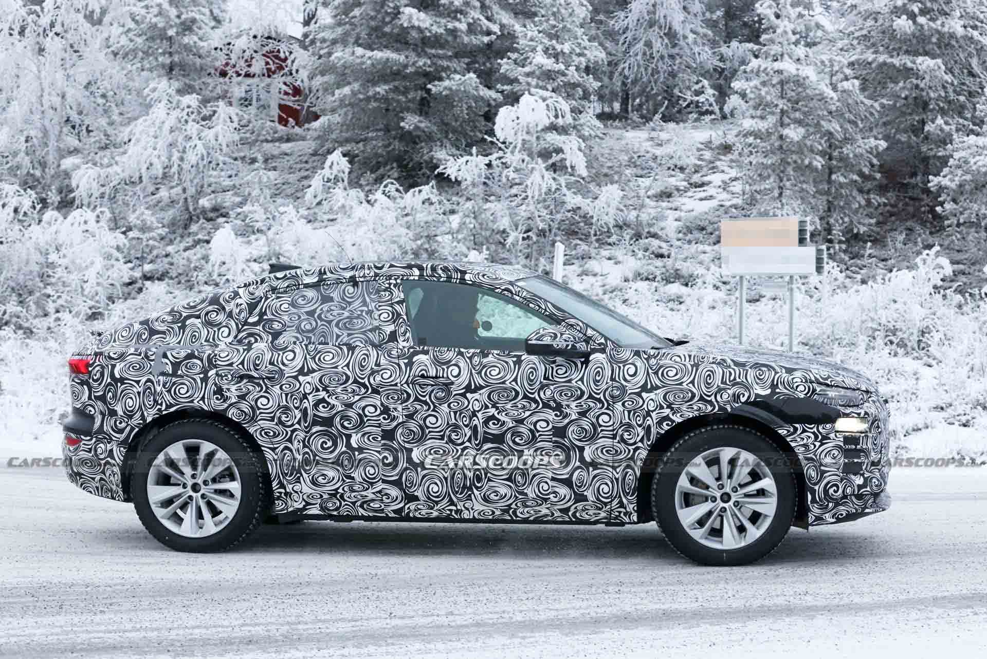 Audi Q6 E-Tron Sportback Prototype Papped Playing In The Snow