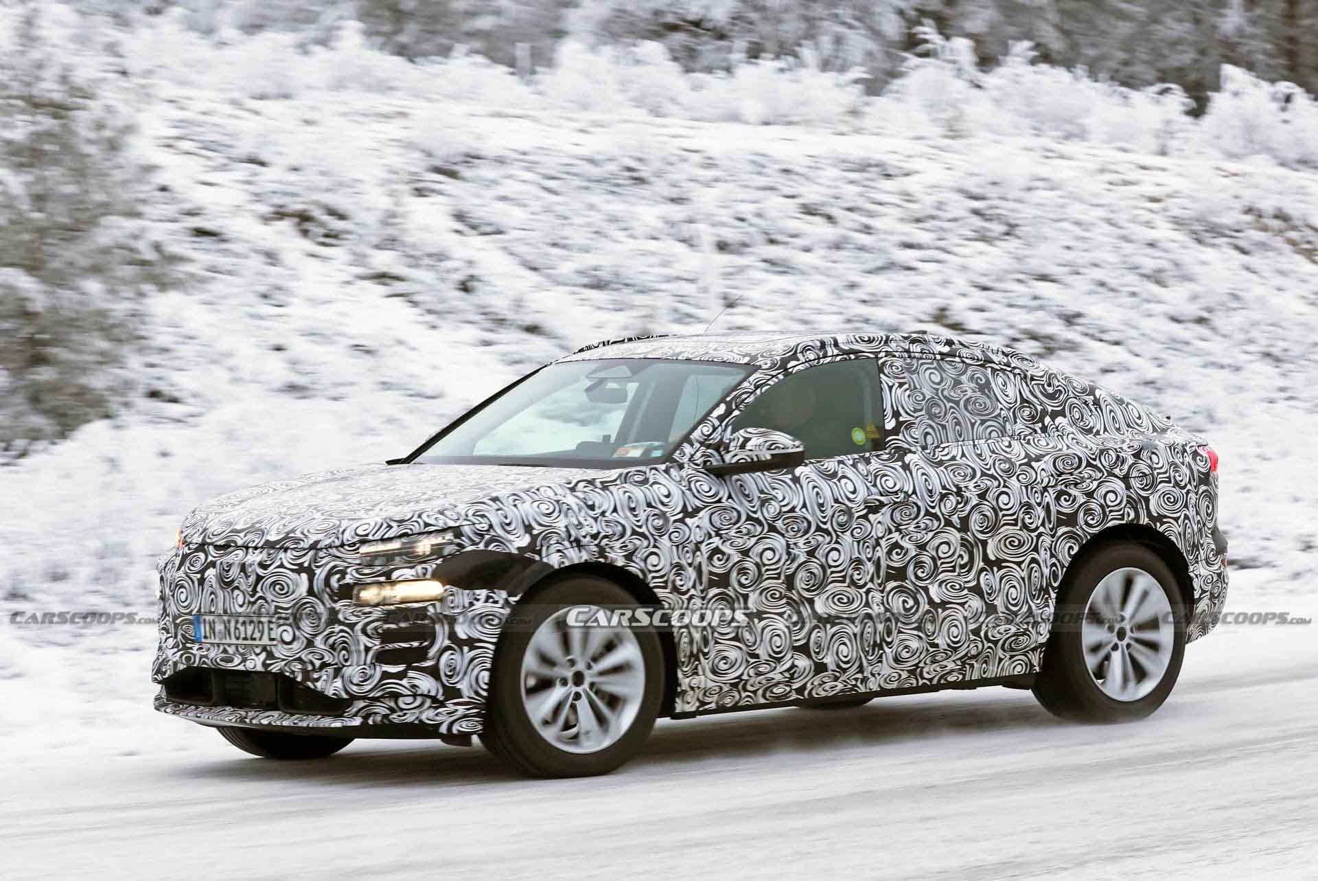 Audi Q6 E-Tron Sportback Prototype Papped Playing In The Snow
