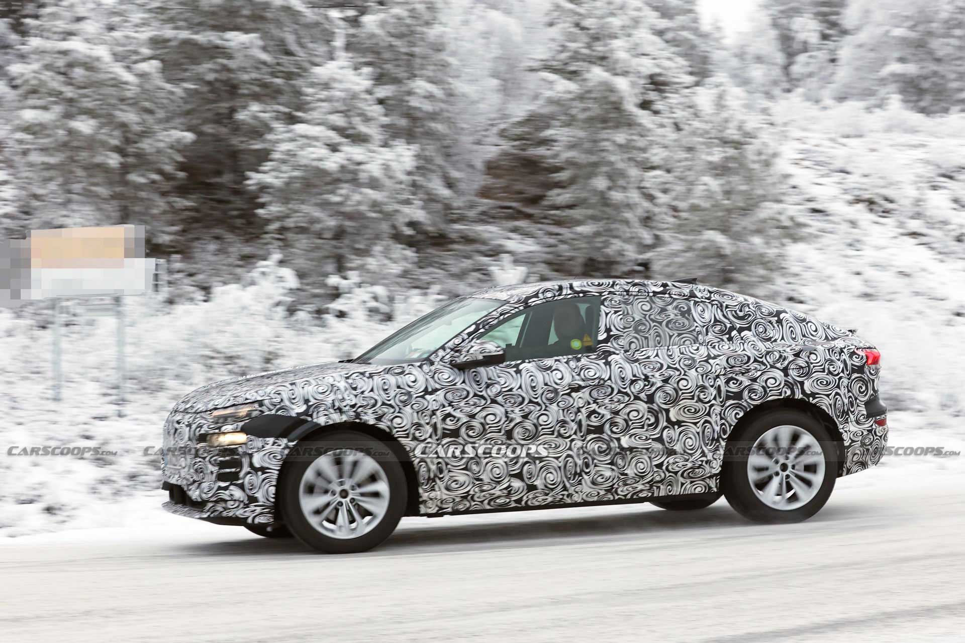 Audi Q6 E-Tron Sportback Prototype Papped Playing In The Snow