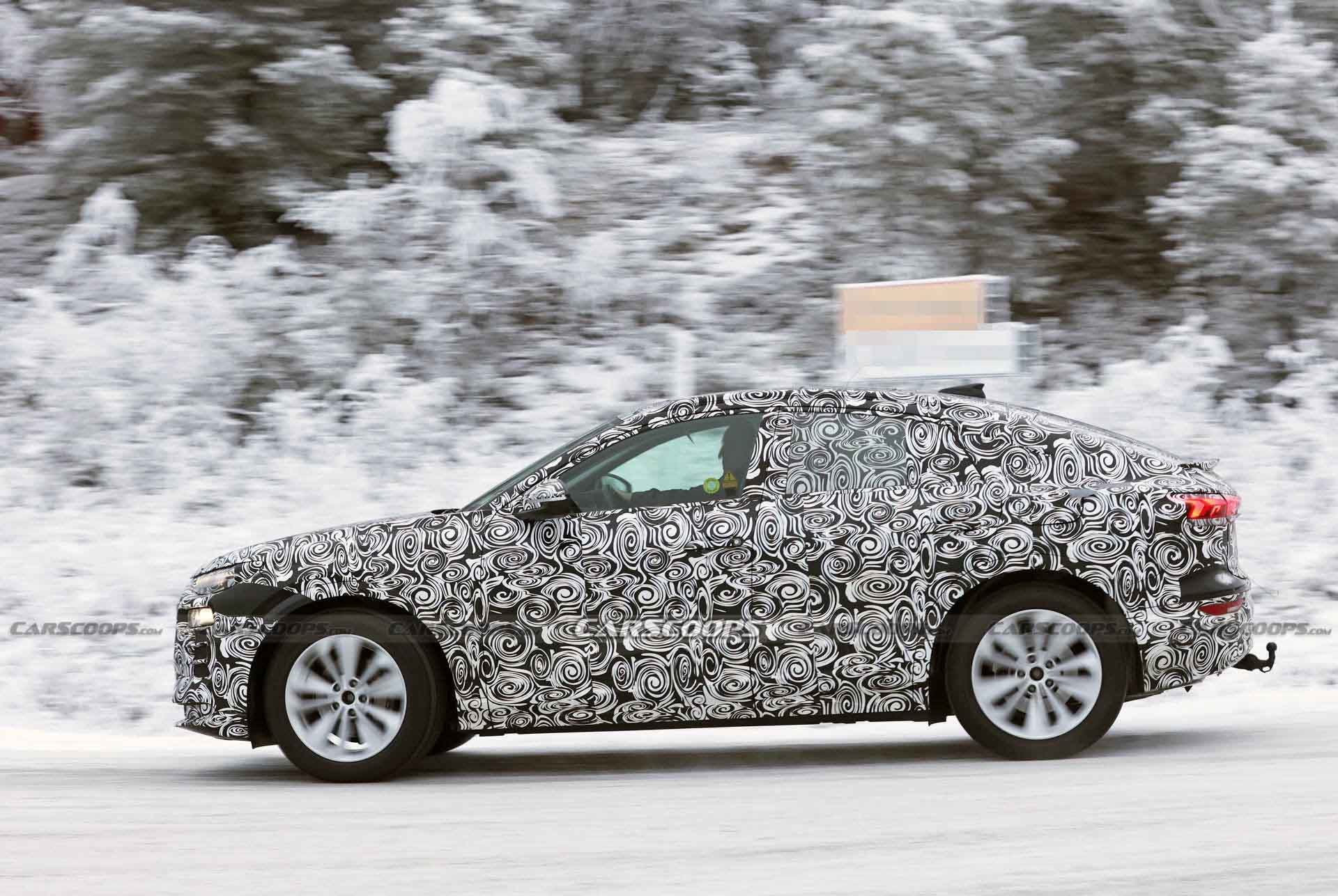 Audi Q6 E-Tron Sportback Prototype Papped Playing In The Snow