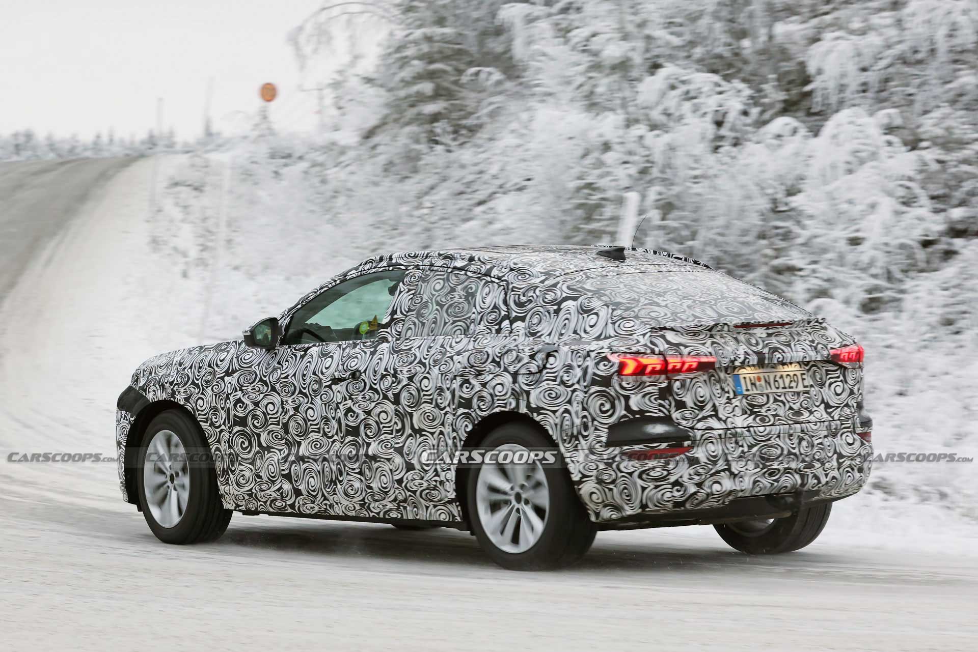 Audi Q6 E-Tron Sportback Prototype Papped Playing In The Snow