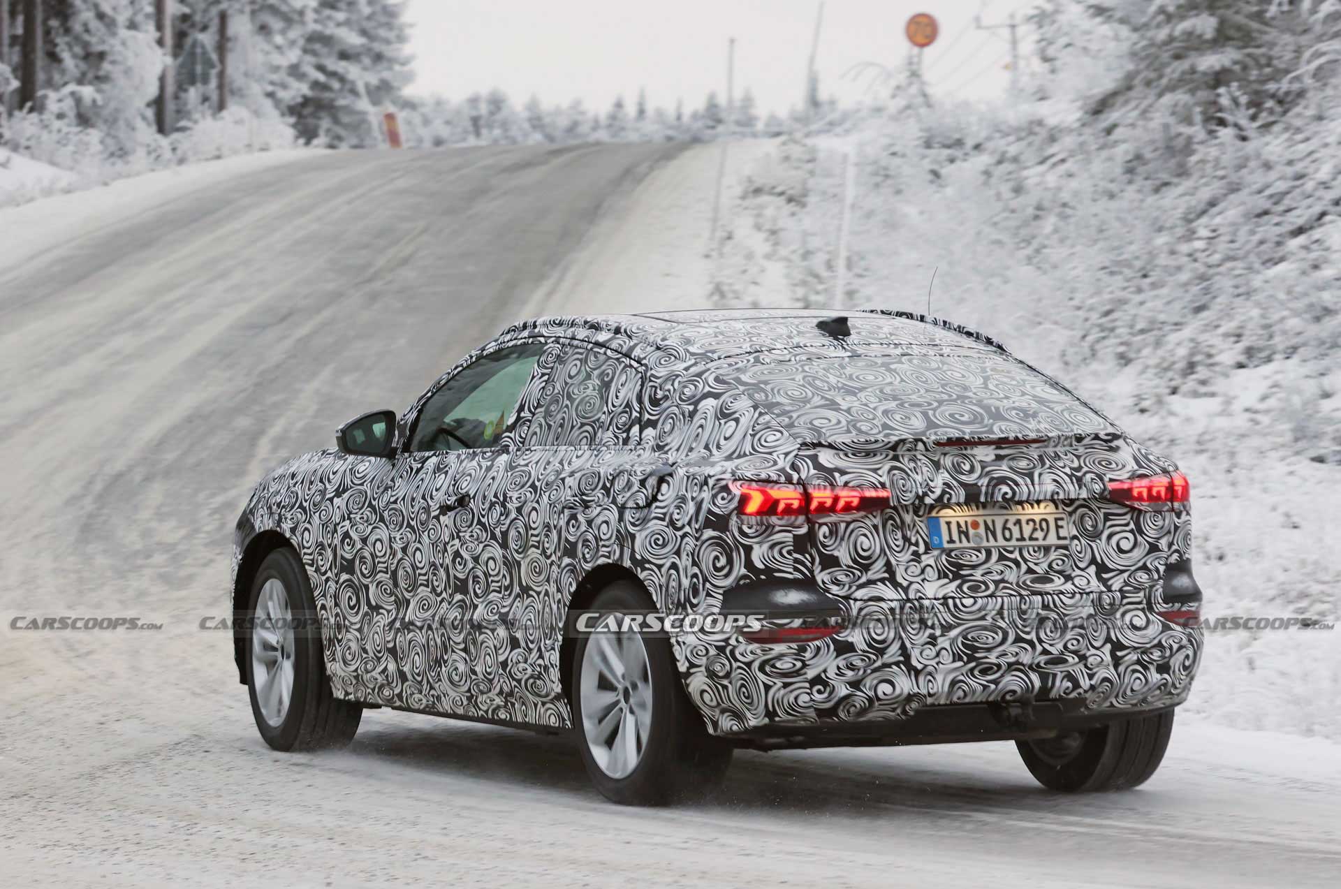 Audi Q6 E-Tron Sportback Prototype Papped Playing In The Snow