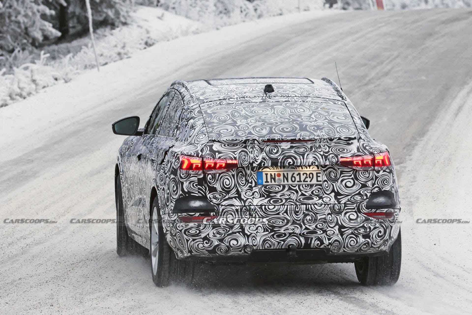 Audi Q6 E-Tron Sportback Prototype Papped Playing In The Snow